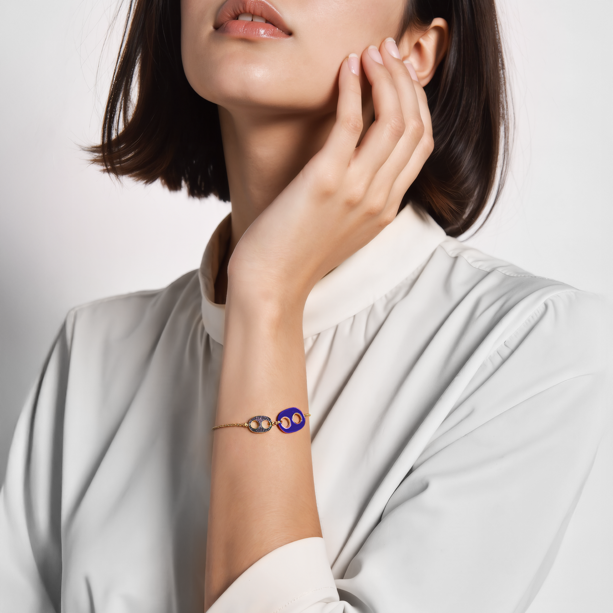 Armband mit Zirkonia 15+5 cm, Silber vergoldet