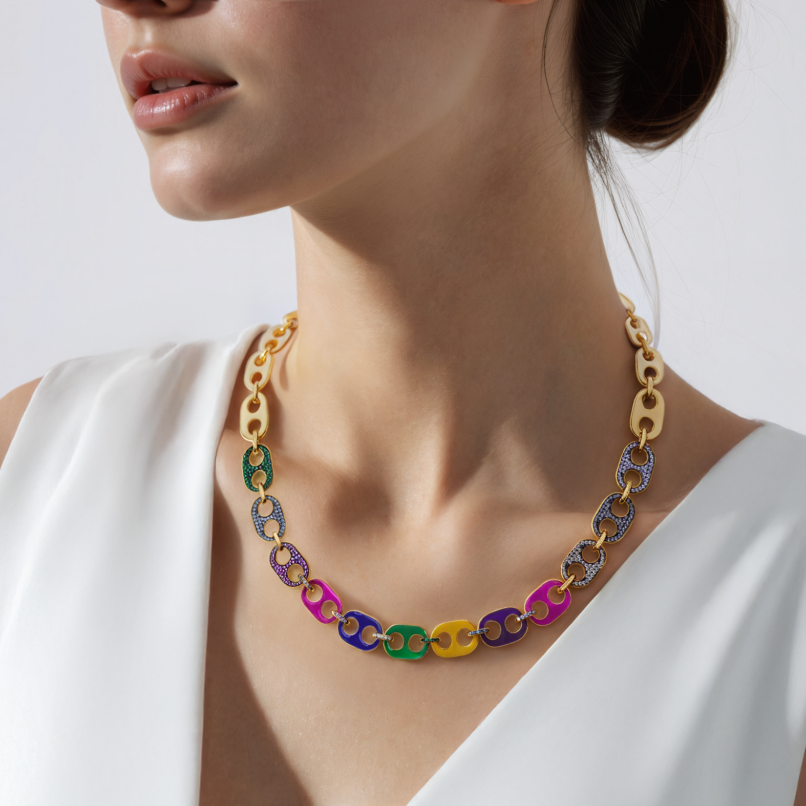 Naszyjnik srebrny Prismé, pozłacany