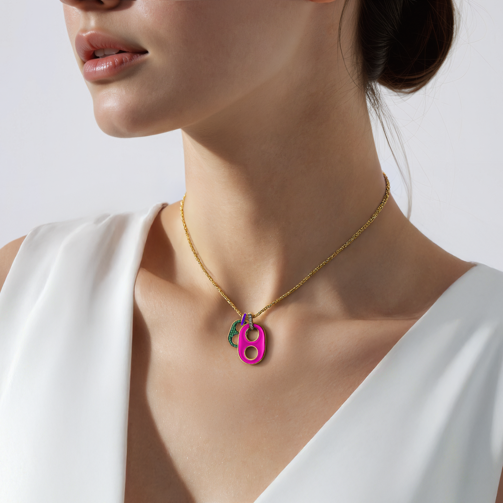 Naszyjnik srebrny Prismé, pozłacany