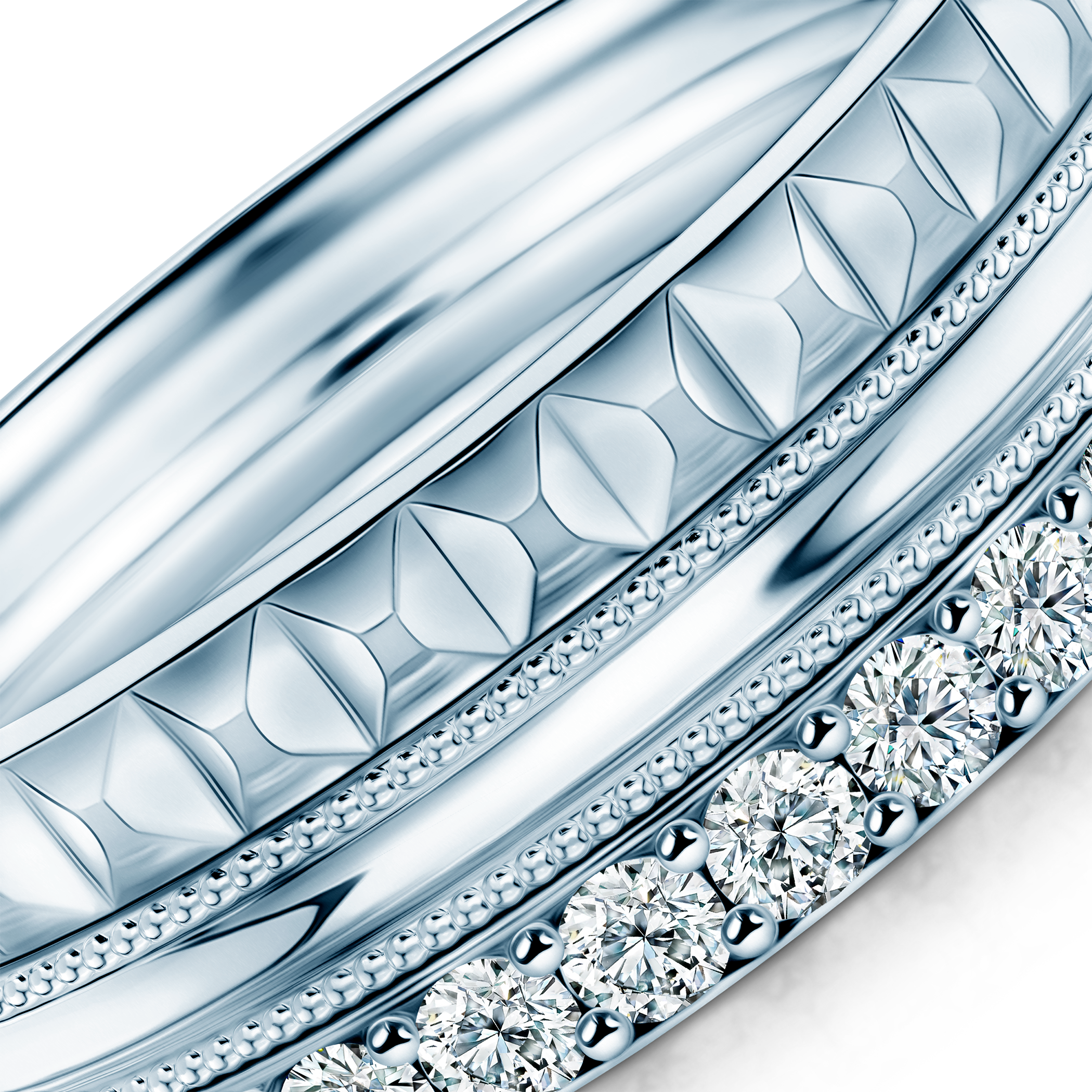 Pierścionki Symphony zestaw: białe złoto, diamenty laboratoryjne