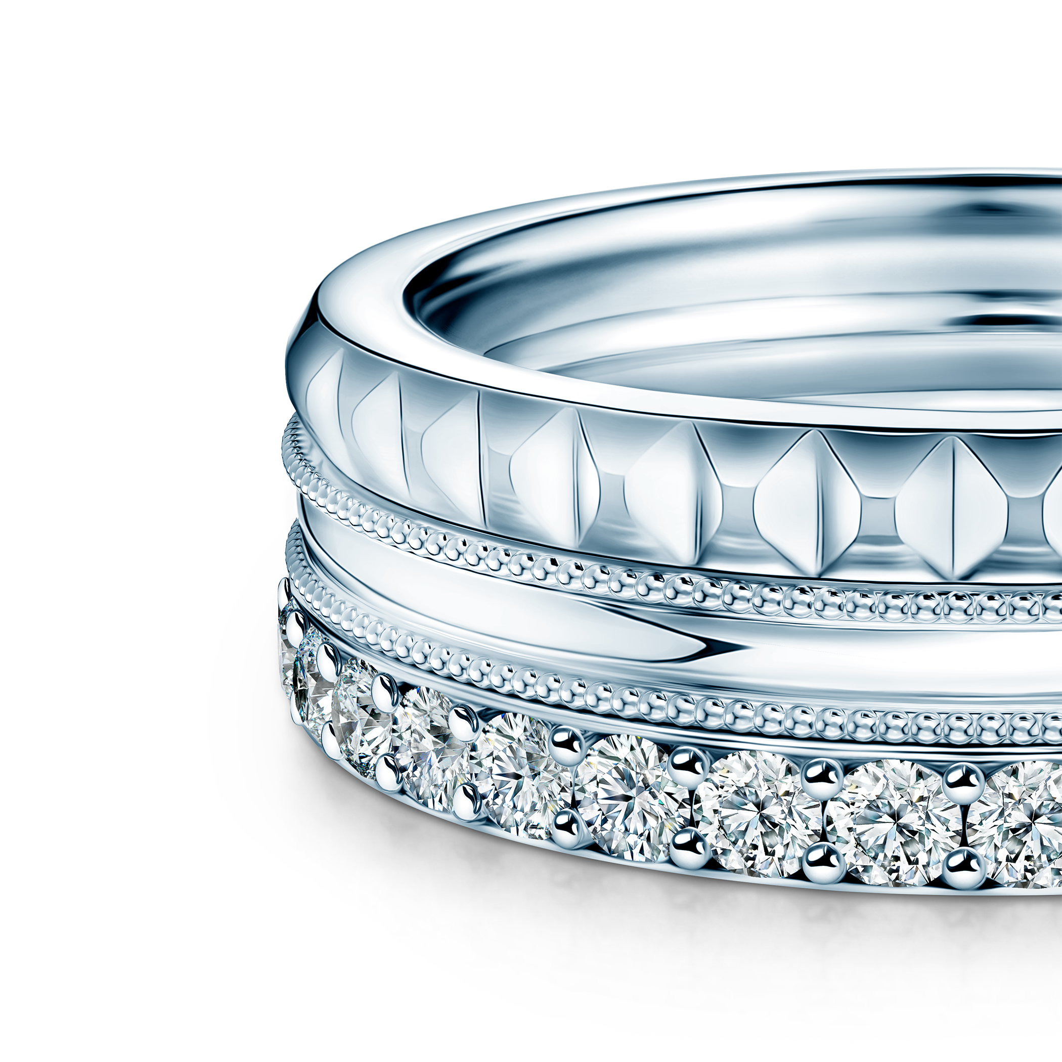 Pierścionki Symphony zestaw: białe złoto, diamenty laboratoryjne