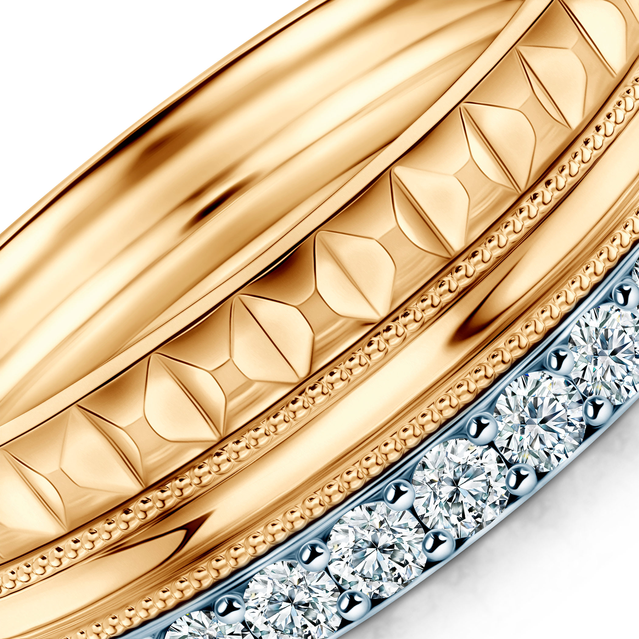 Ring-Set Symphony: zweifarbiges Gold, Labordiamanten - 3