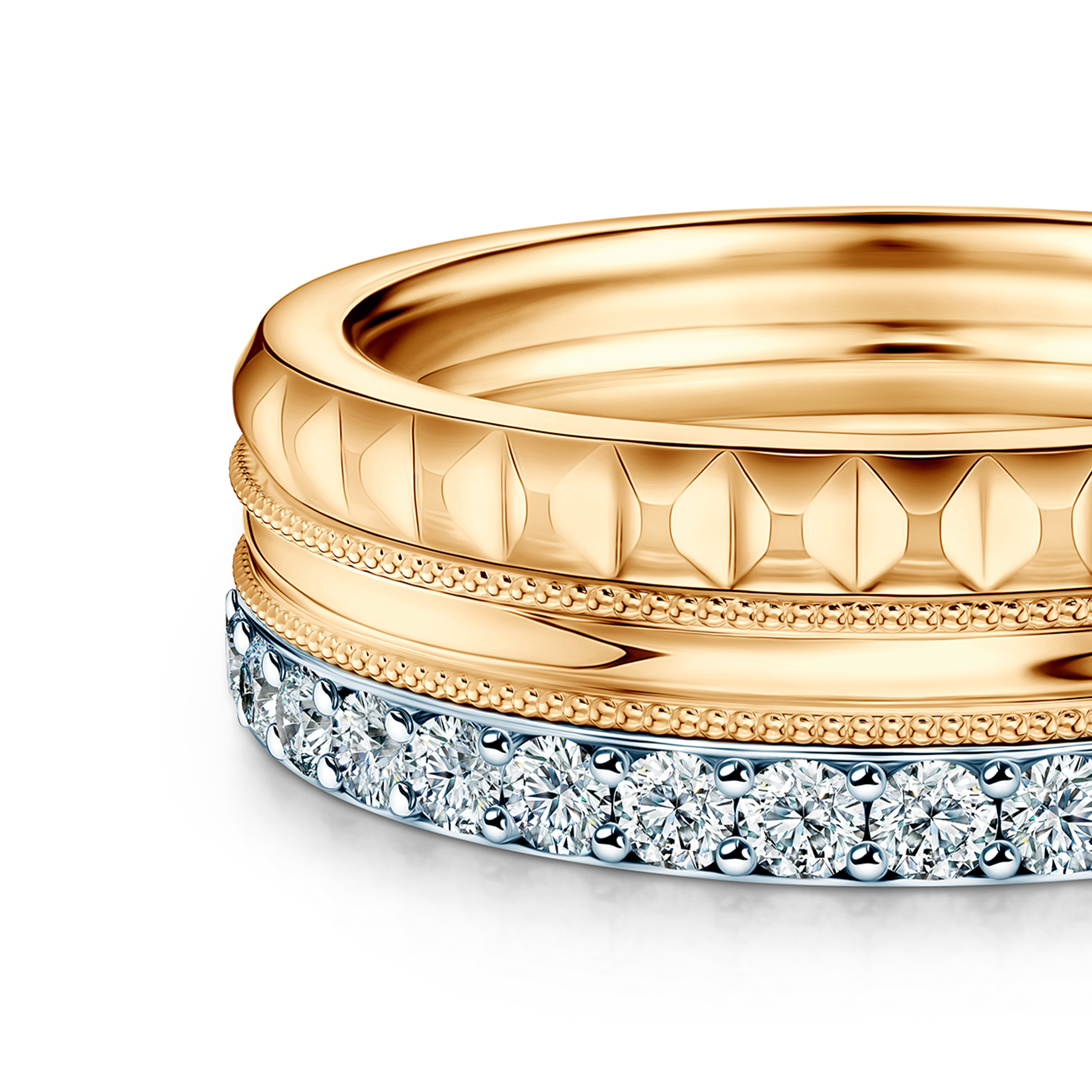 Ring-Set Symphony: zweifarbiges Gold, Labordiamanten - 6