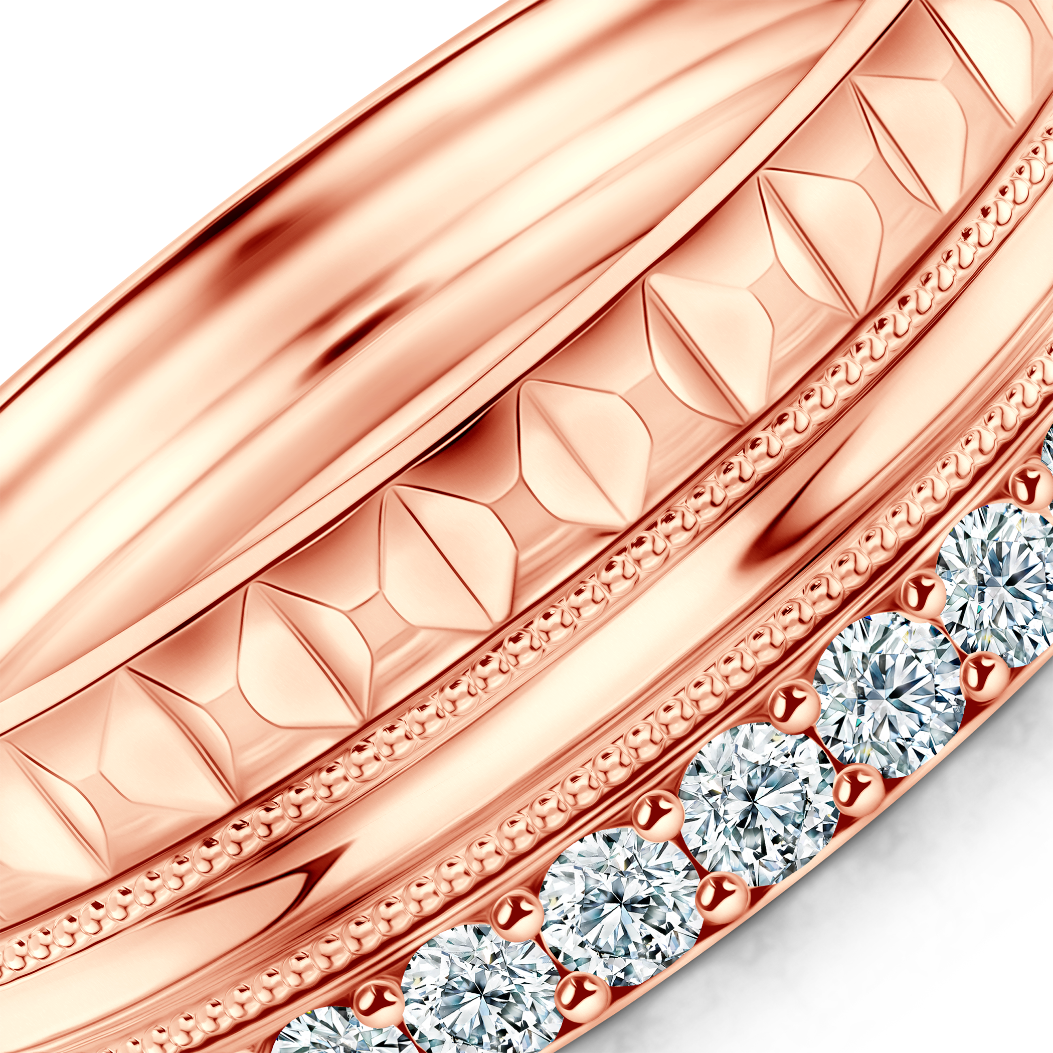 Pierścionki Symphony zestaw: różowe złoto, diamenty laboratoryjne