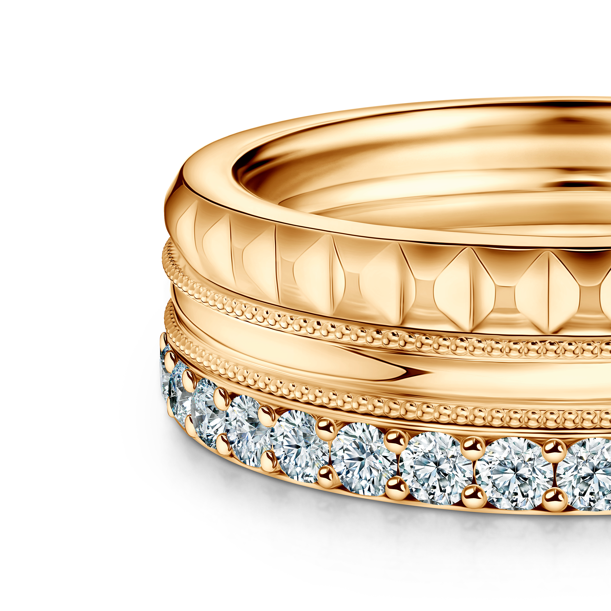 Pierścionki Symphony zestaw: złoty, diamenty laboratoryjne