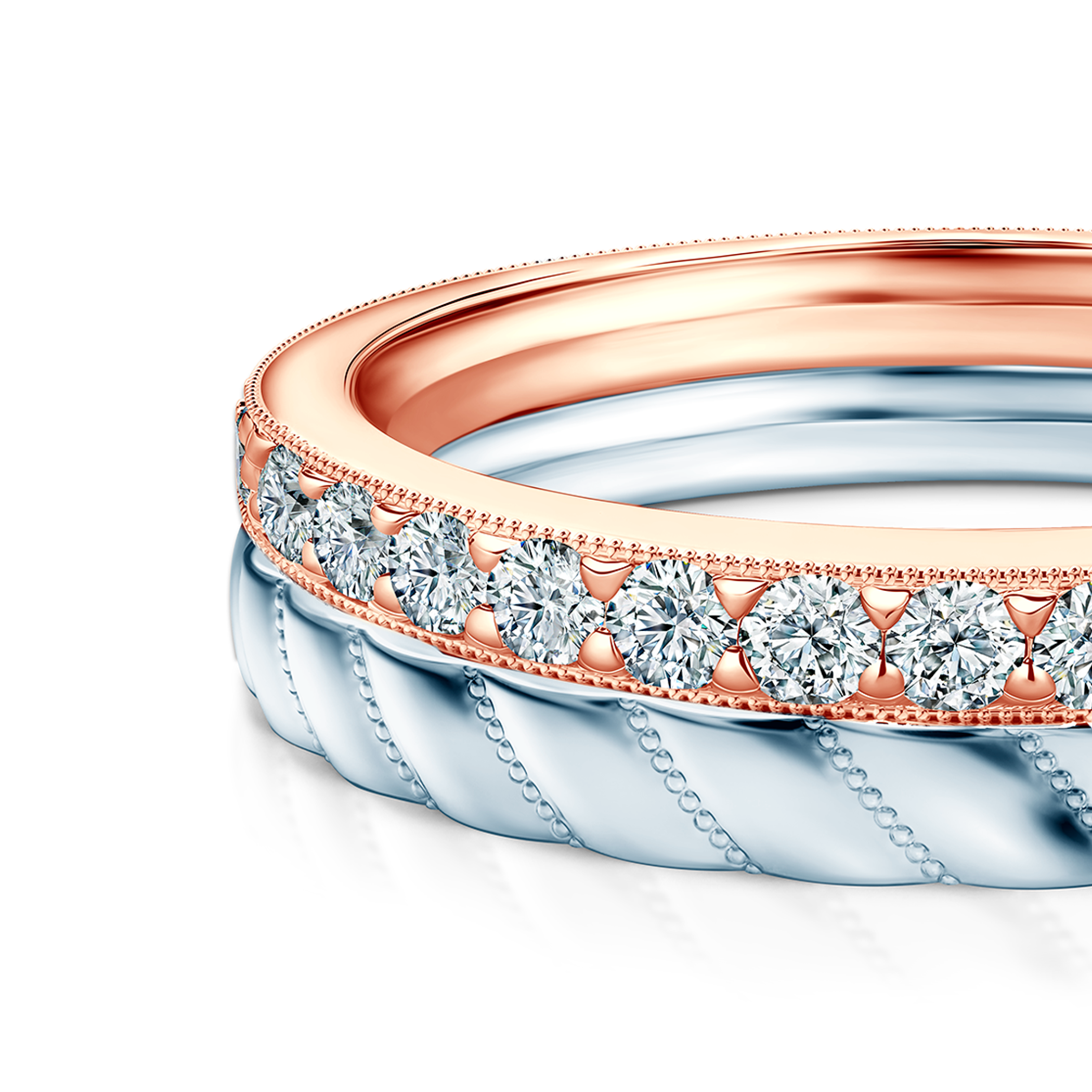 Pierścionki Symphony zestaw: złoty, dwukolorowy, diamenty laboratoryjne