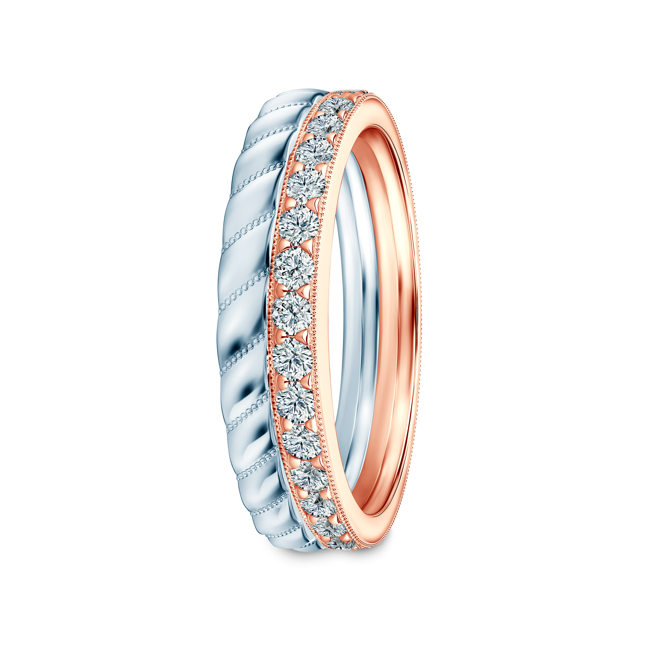 Pierścionki Symphony zestaw: złoty, dwukolorowy, diamenty laboratoryjne