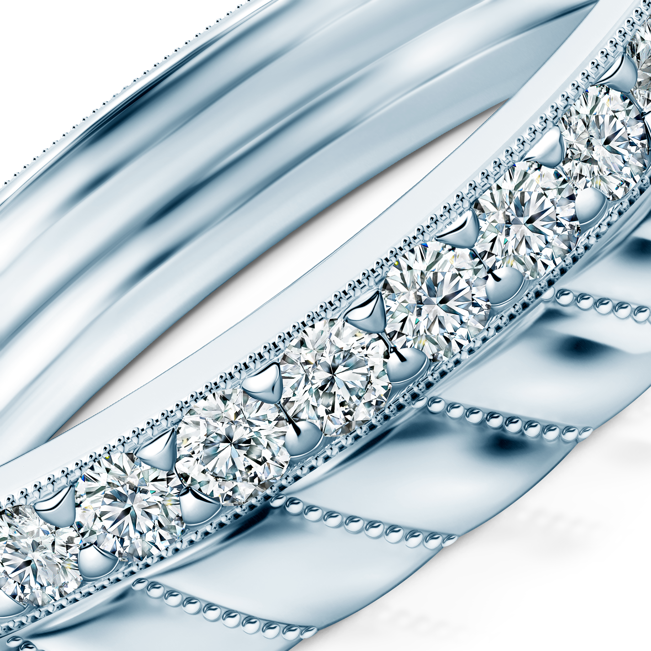 Pierścionki Symphony zestaw: białe złoto, diamenty