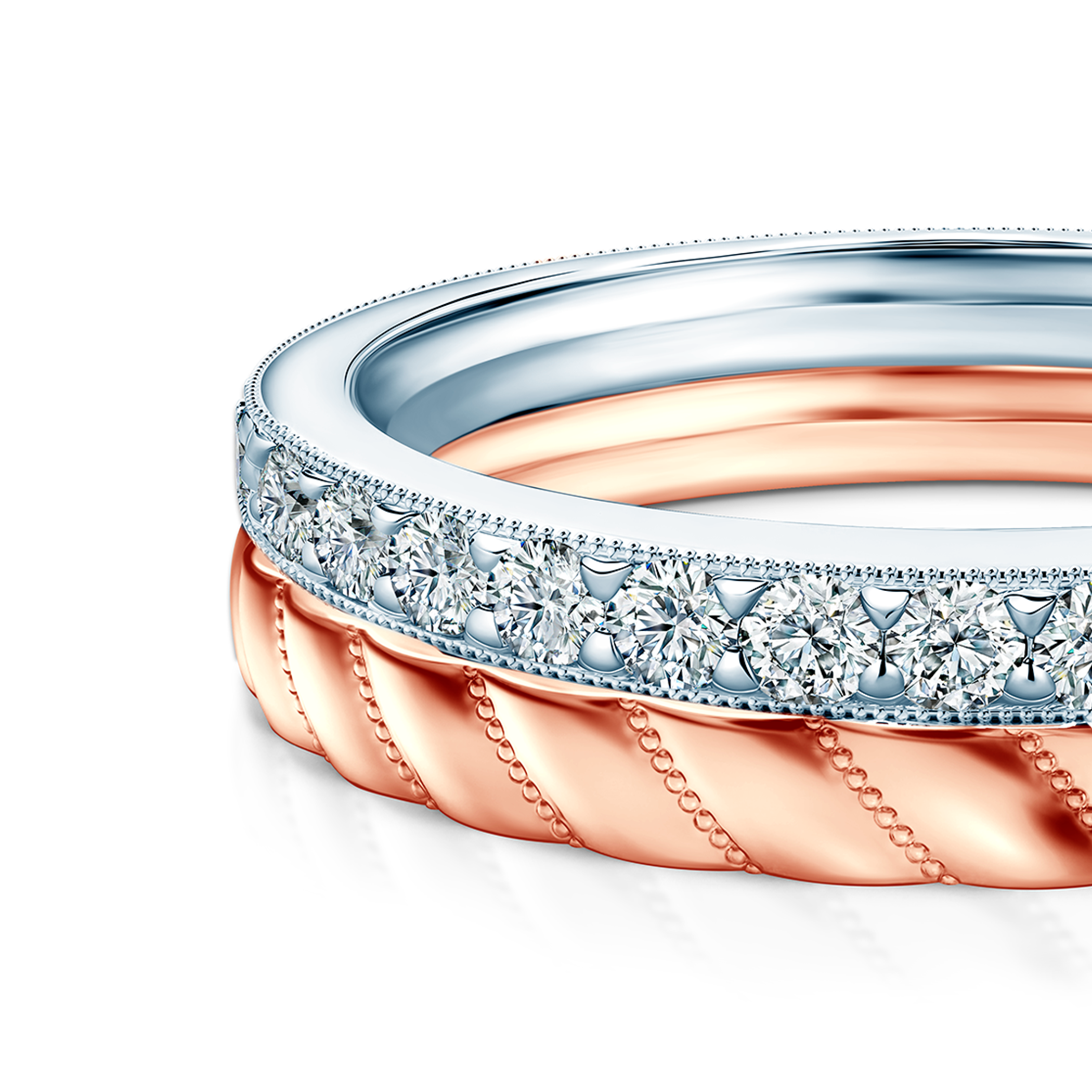 Pierścionki Symphony zestaw: złoty, dwukolorowy, diamenty