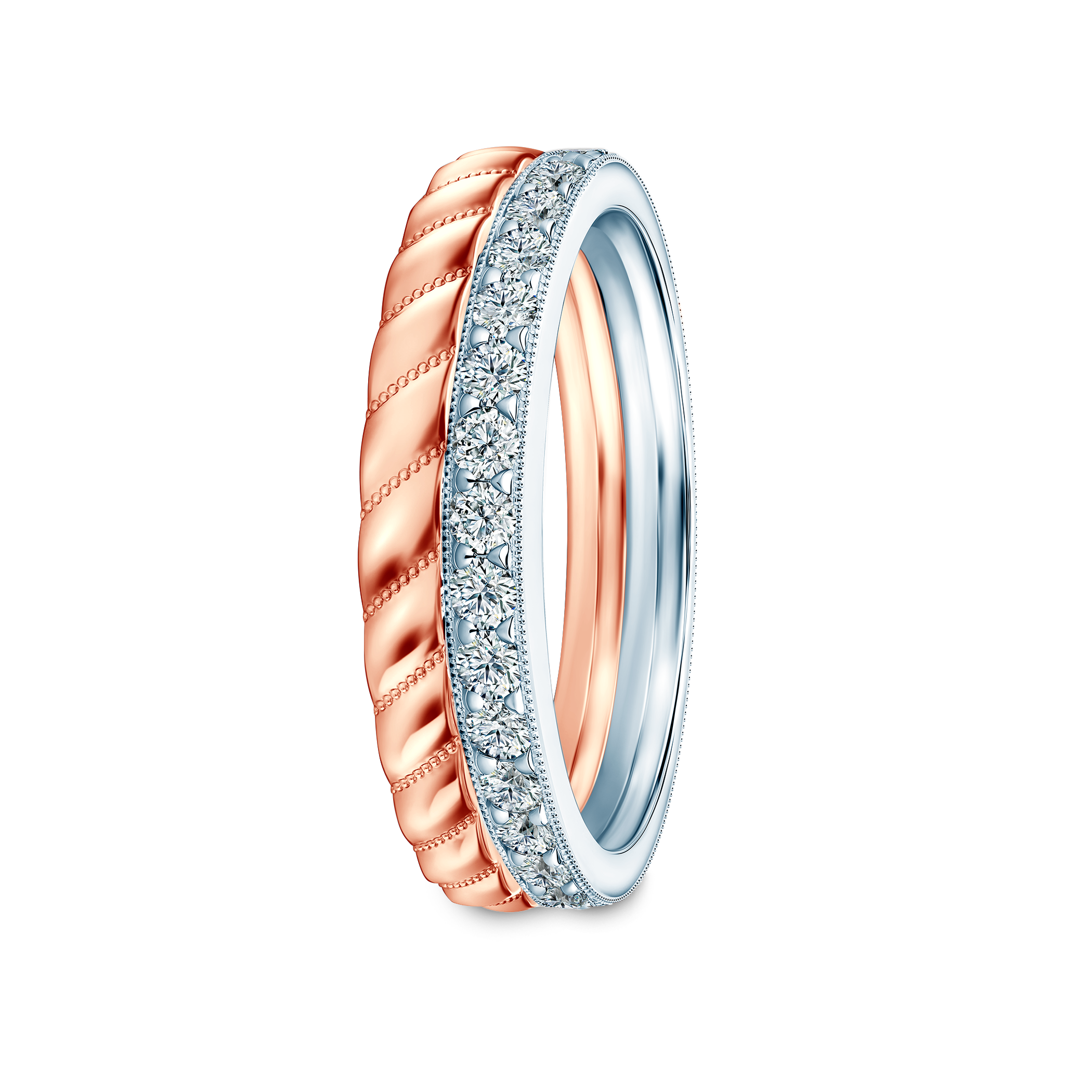 Pierścionki Symphony zestaw: złoty, dwukolorowy, diamenty