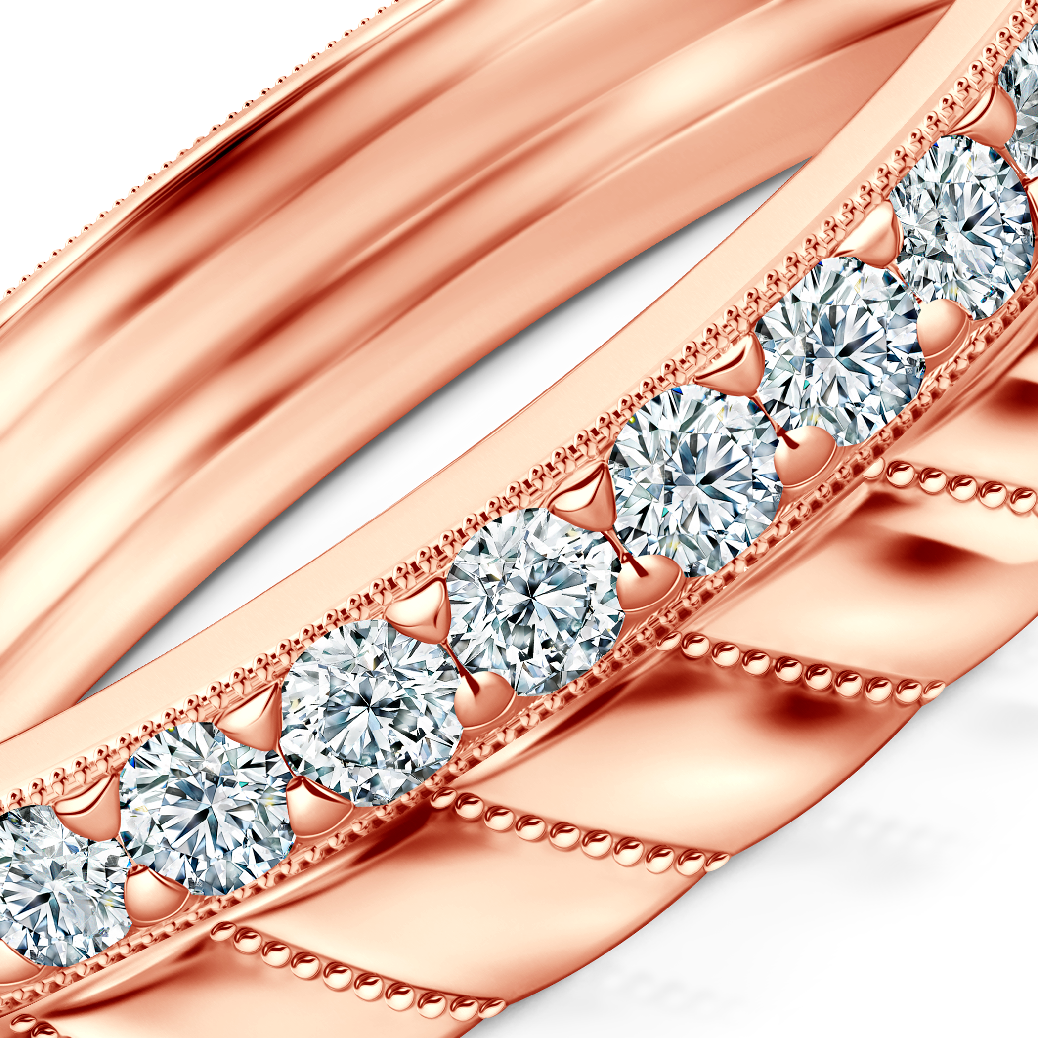 Pierścionki Symphony zestaw: różowe złoto, diamenty laboratoryjne