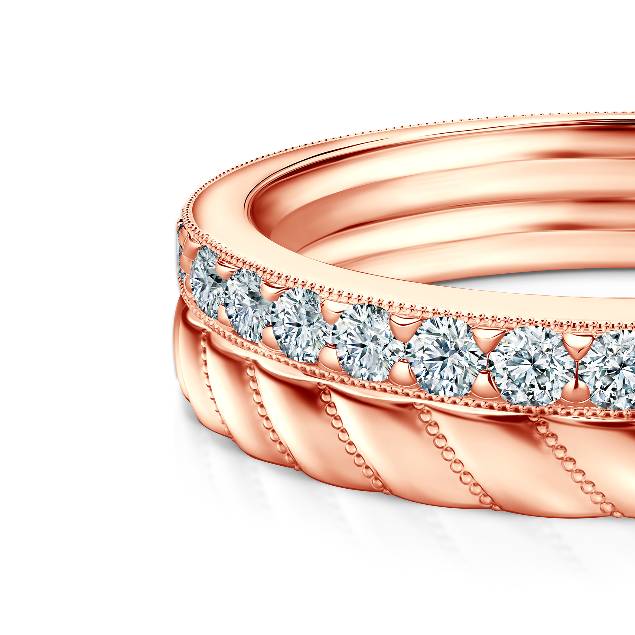 Pierścionki Symphony zestaw: różowe złoto, diamenty