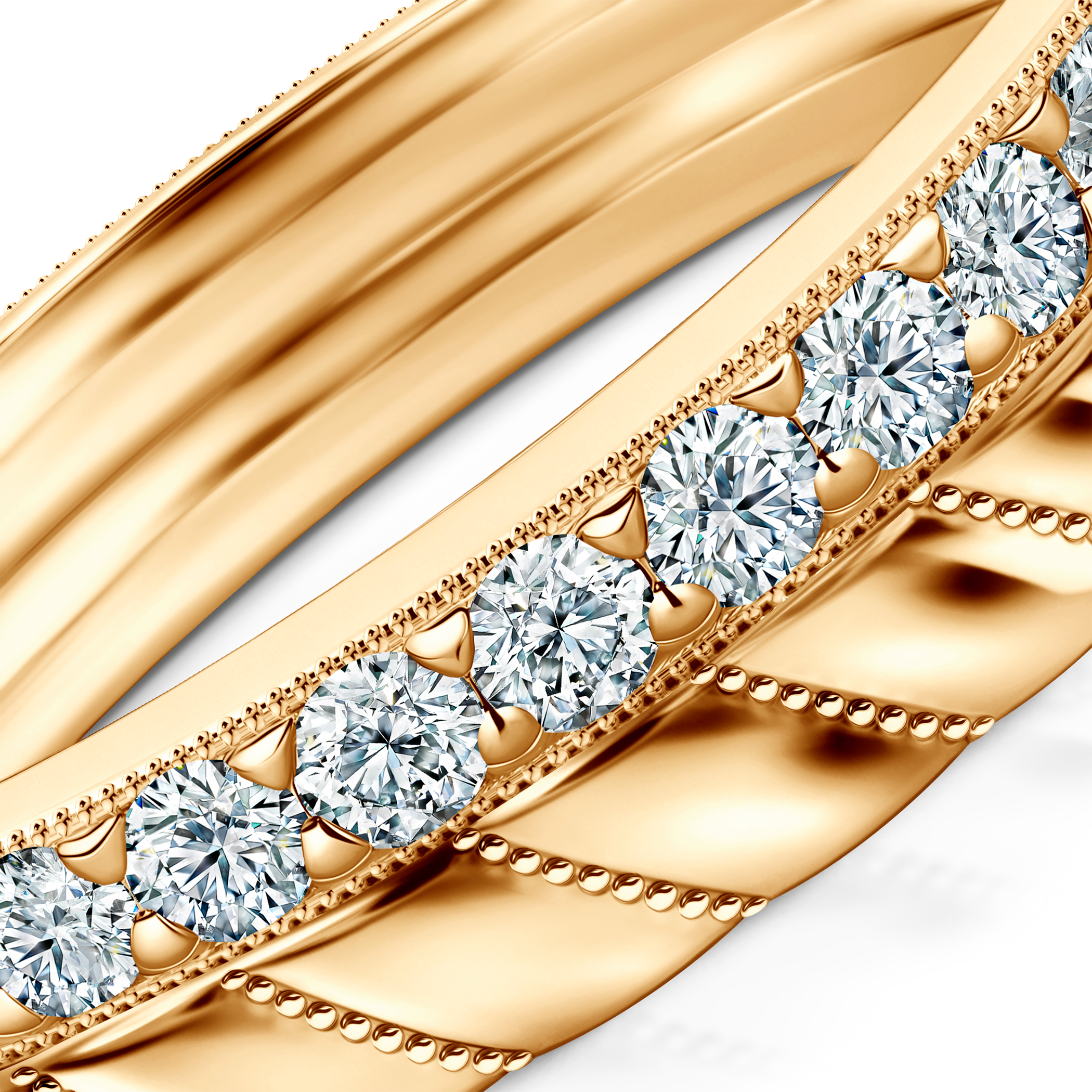 Pierścionki Symphony zestaw: złoty, diamenty laboratoryjne