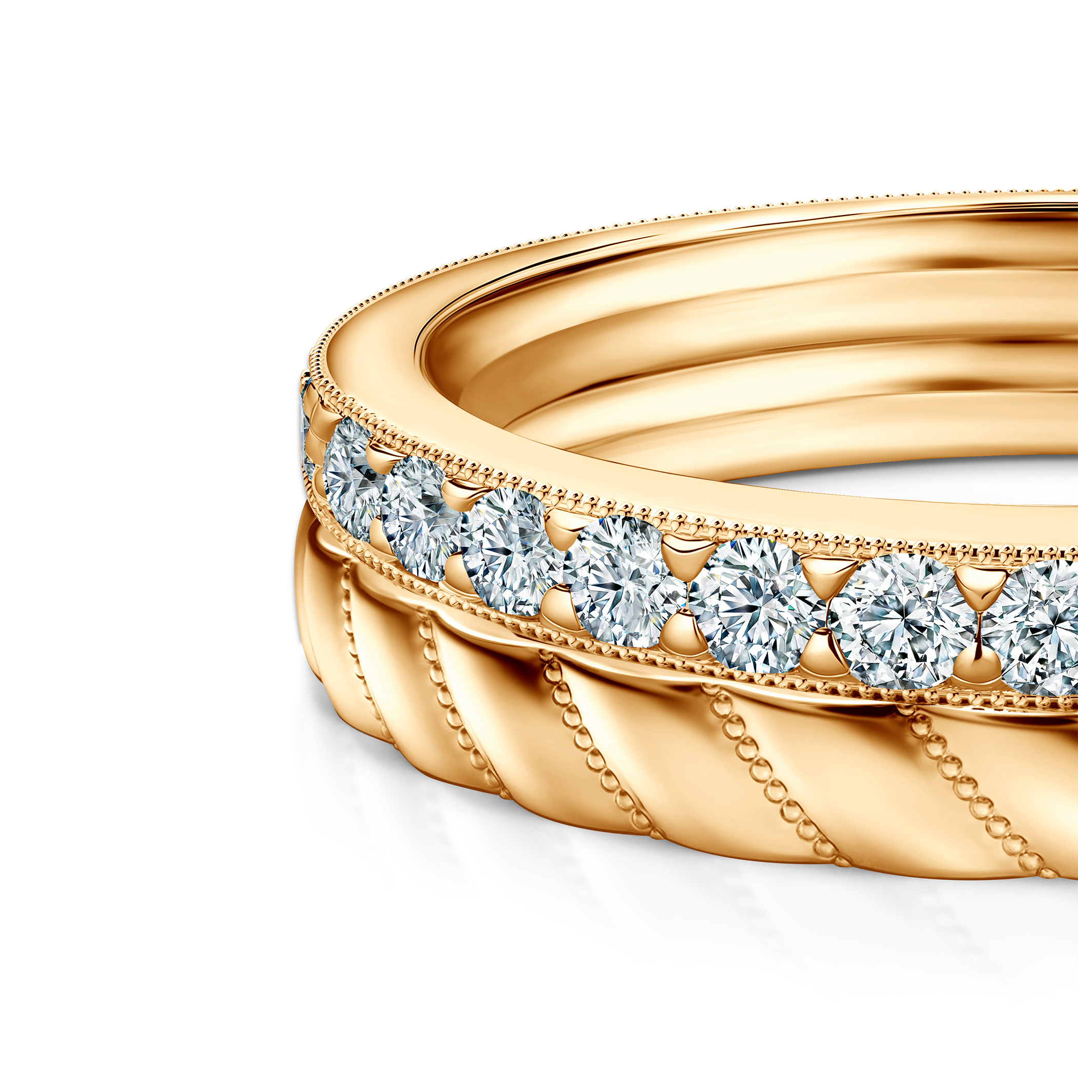 Pierścionki Symphony zestaw: złoty, diamenty laboratoryjne