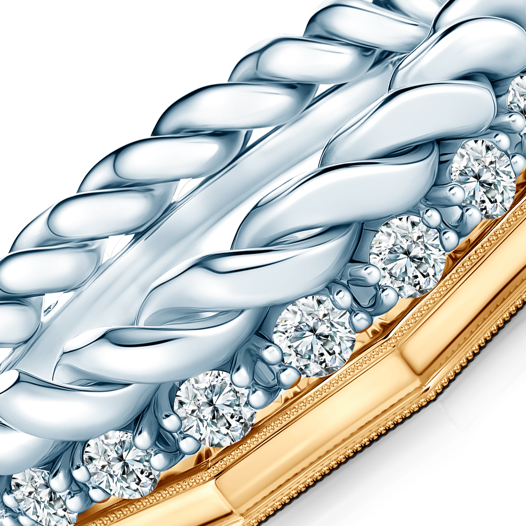 Pierścionki Symphony zestaw: złoty, dwukolorowy, diamenty laboratoryjne