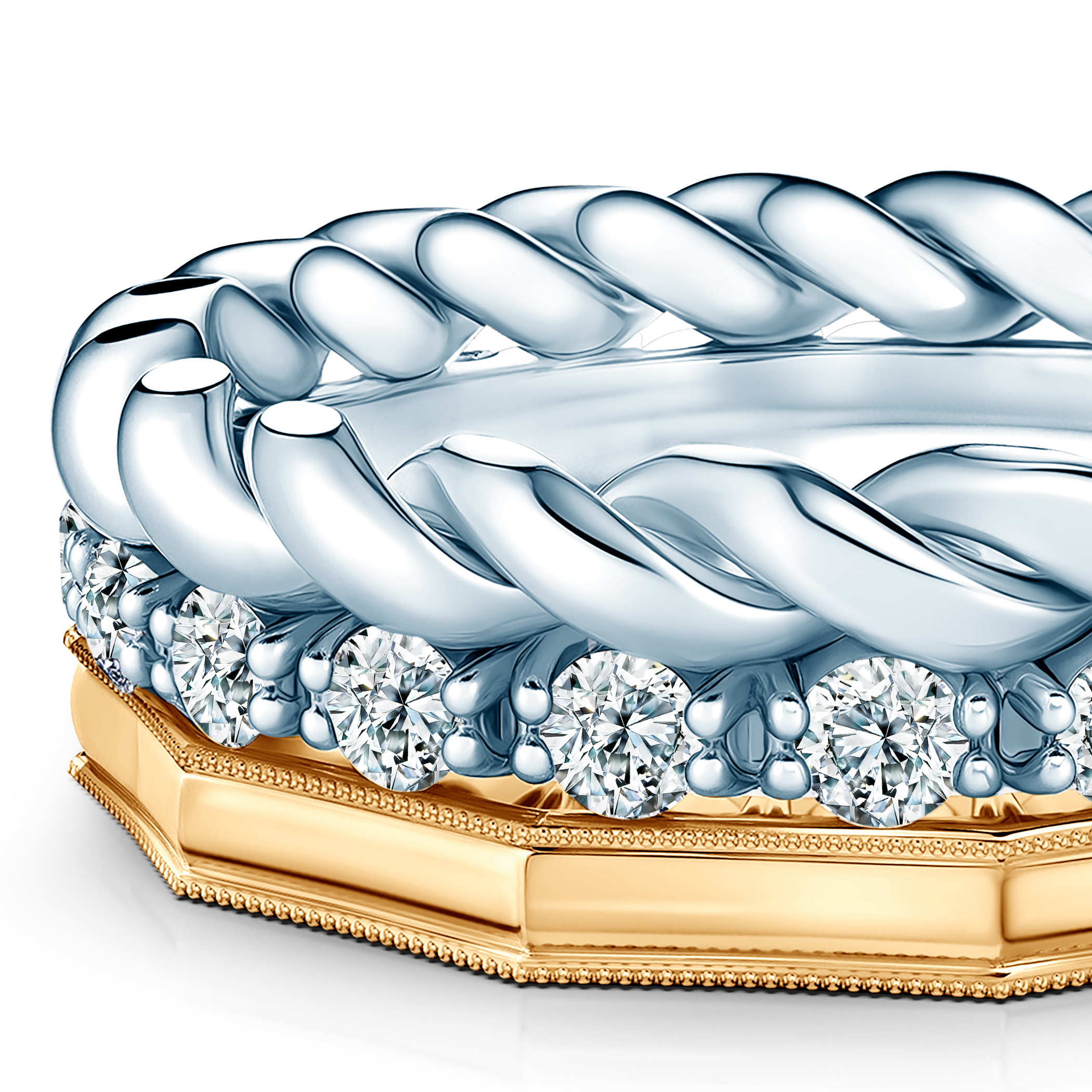 Pierścionki Symphony zestaw: złoty, dwukolorowy, diamenty