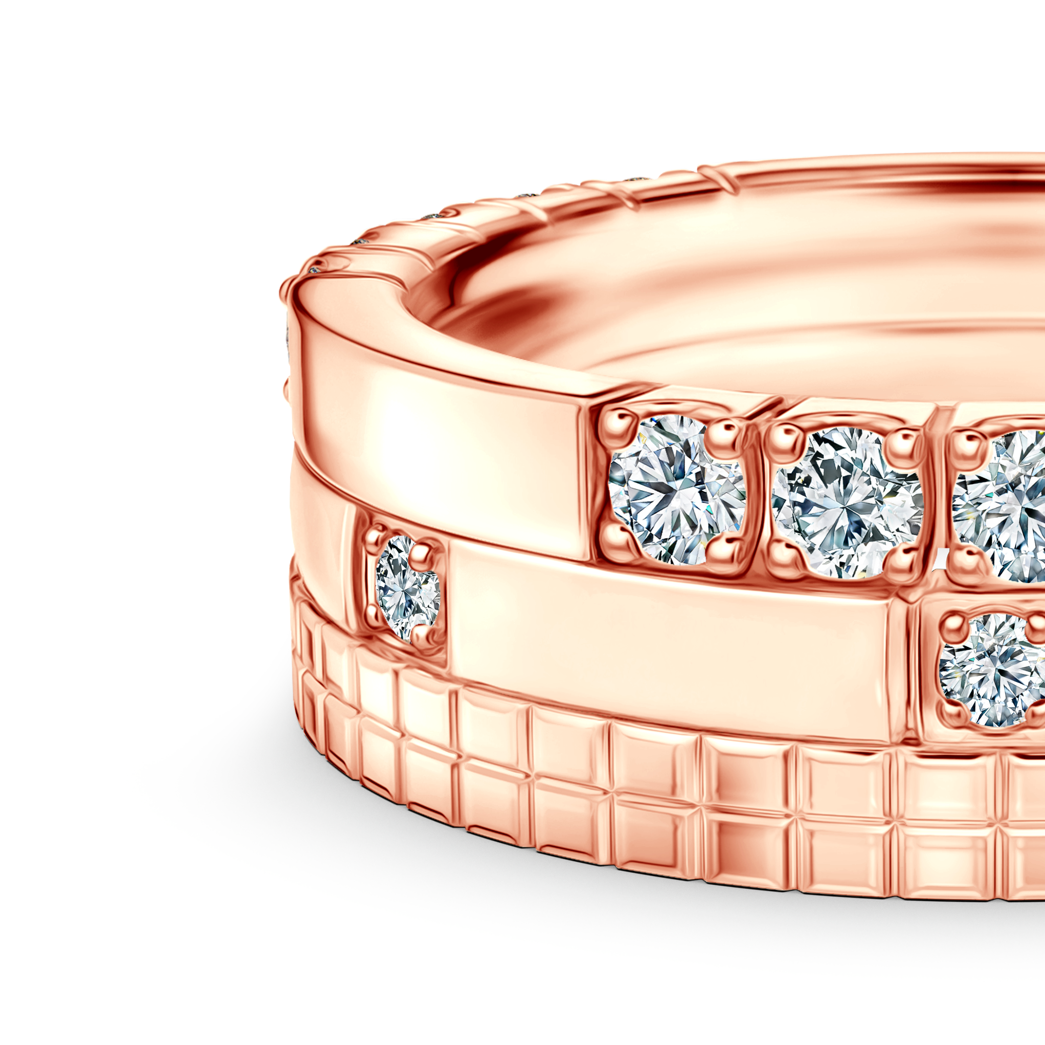 Pierścionki Symphony zestaw: różowe złoto, diamenty