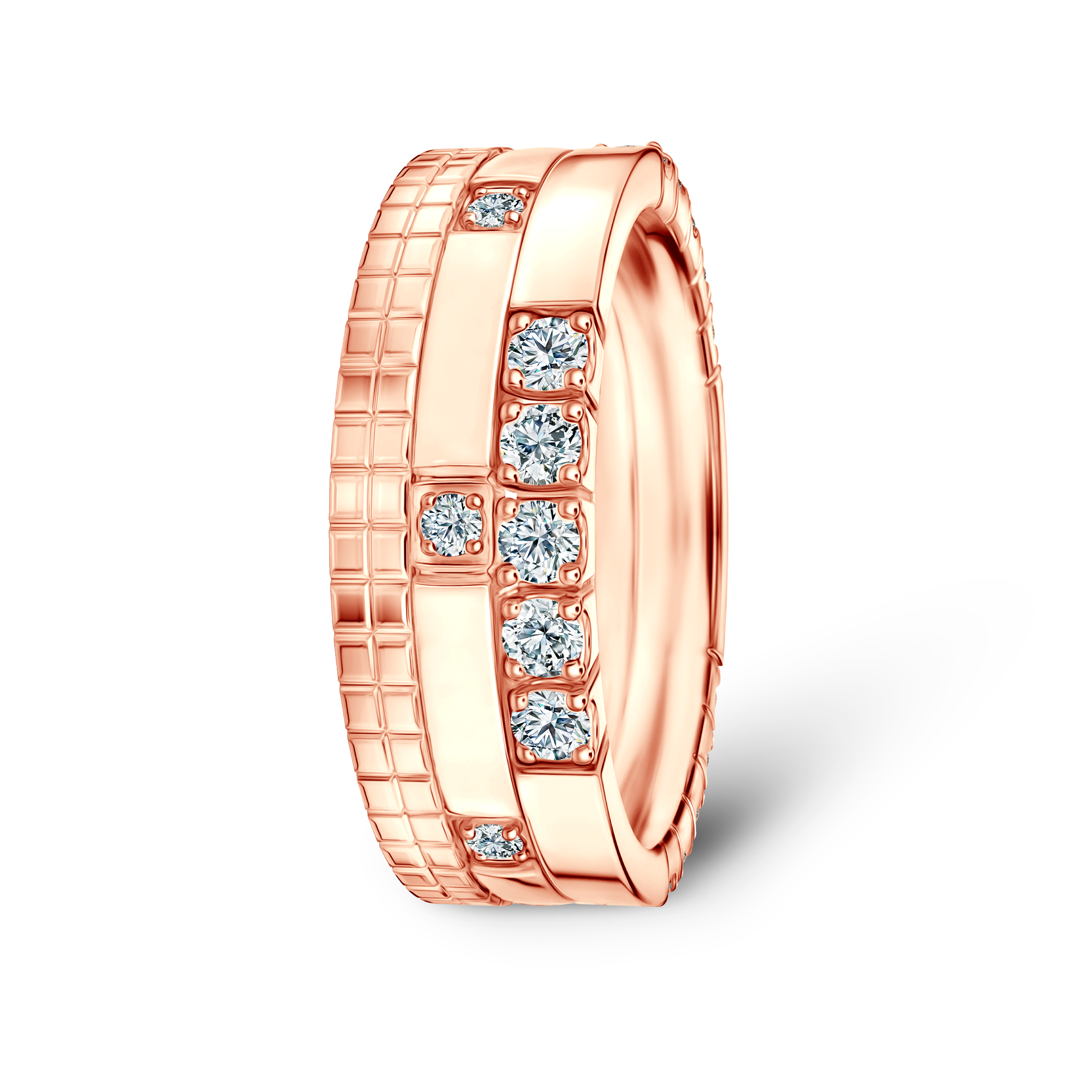 Pierścionki Symphony zestaw: różowe złoto, diamenty