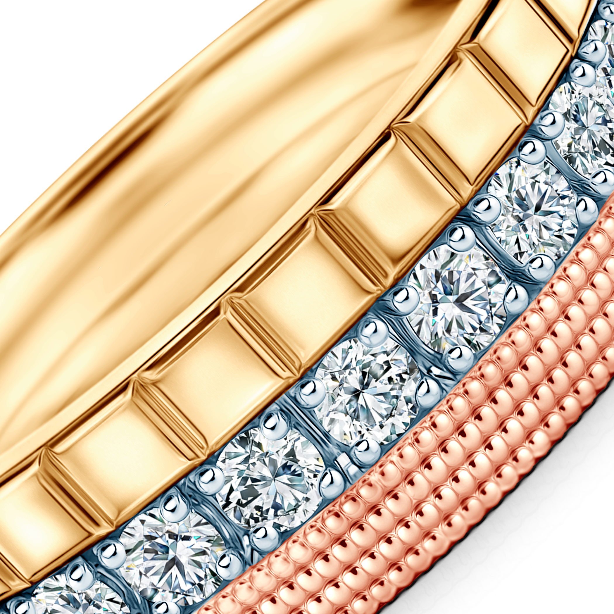 Pierścionki Symphony zestaw: złoty, diamenty laboratoryjne