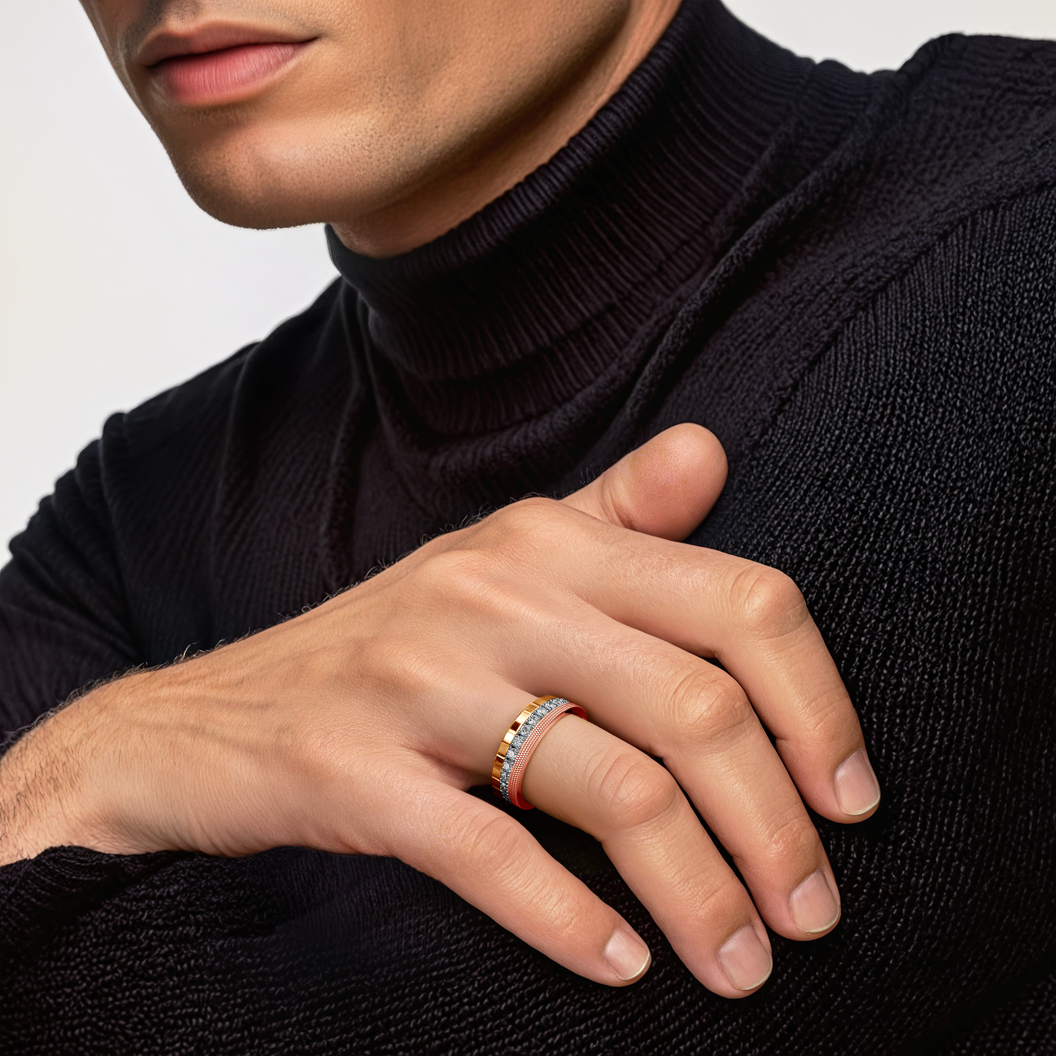 Pierścionki Symphony zestaw: złoty, diamenty laboratoryjne