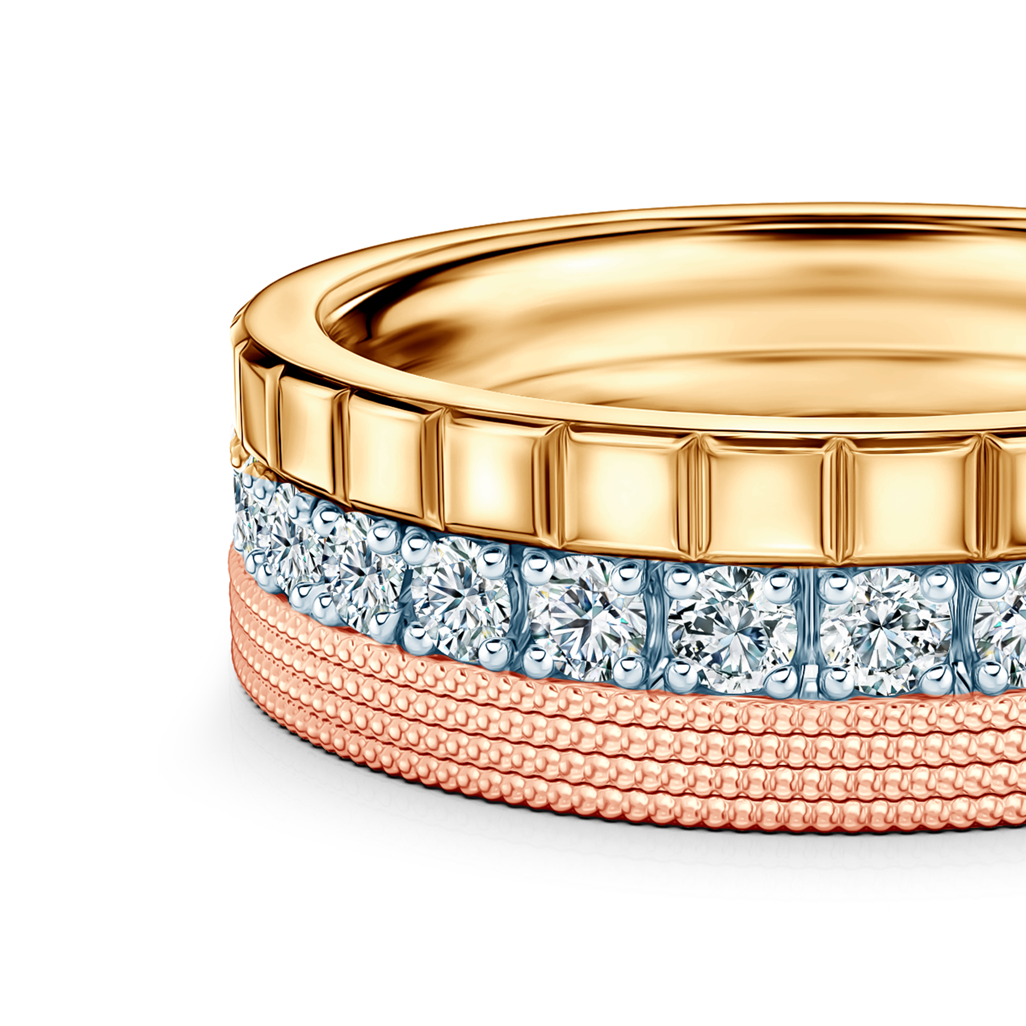 Pierścionki Symphony zestaw: złoty, diamenty laboratoryjne