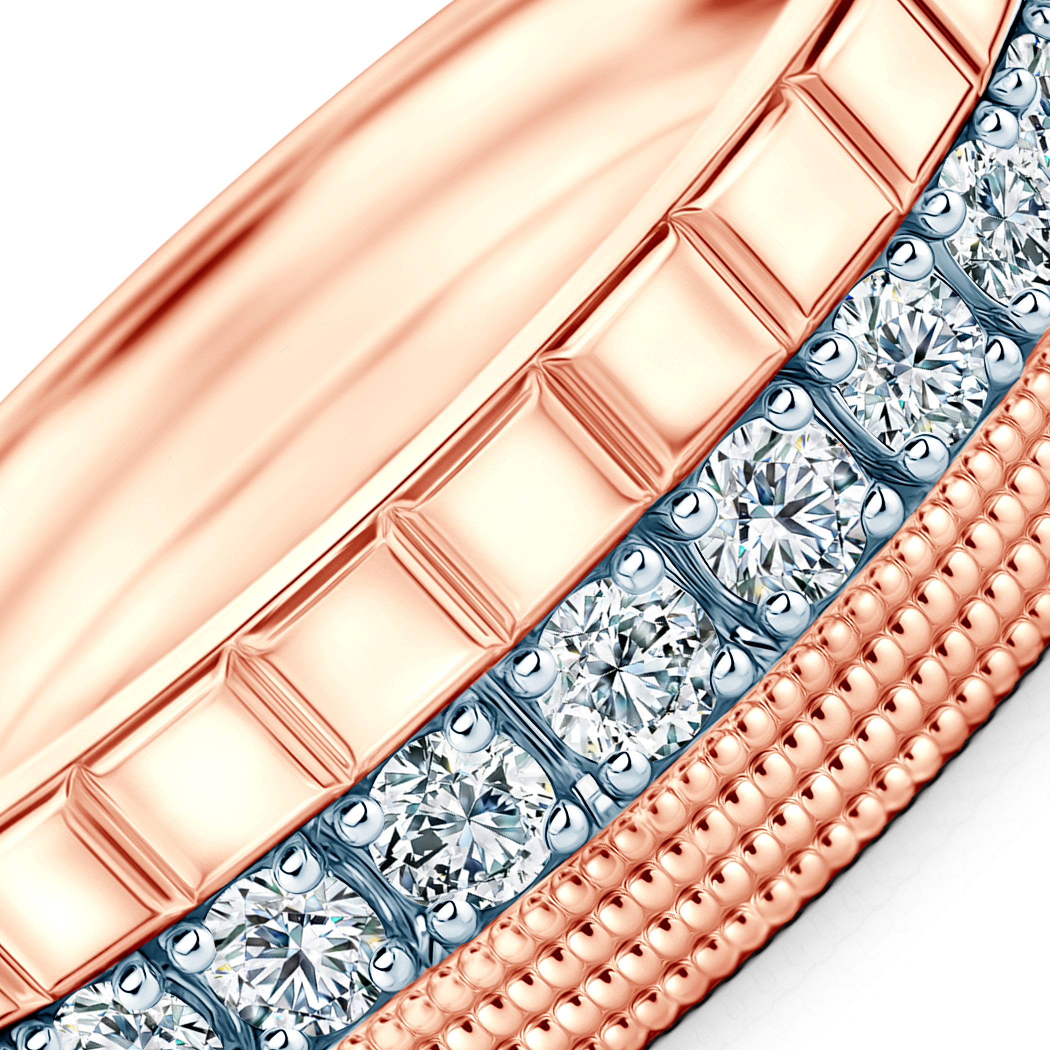 Pierścionki Symphony zestaw: złoty, diamenty