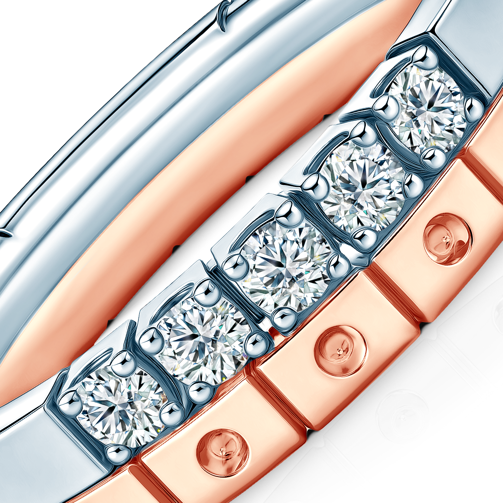 Pierścionki Symphony zestaw: złoty, diamenty laboratoryjne