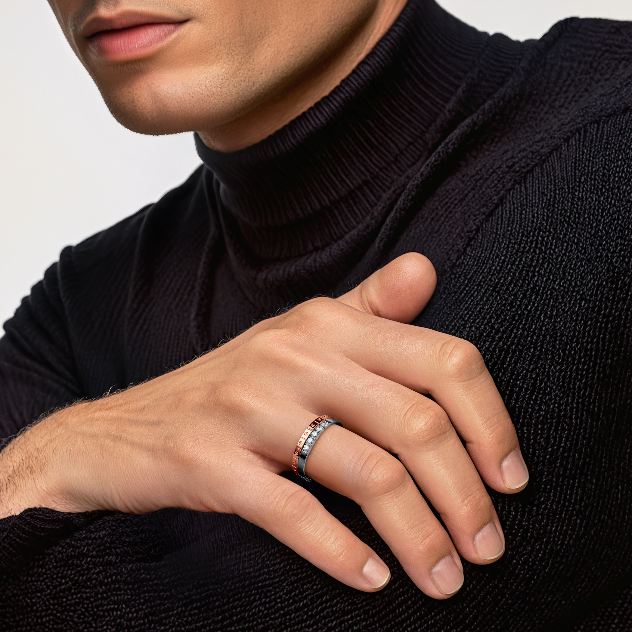 Pierścionki Symphony zestaw: złoty, diamenty laboratoryjne