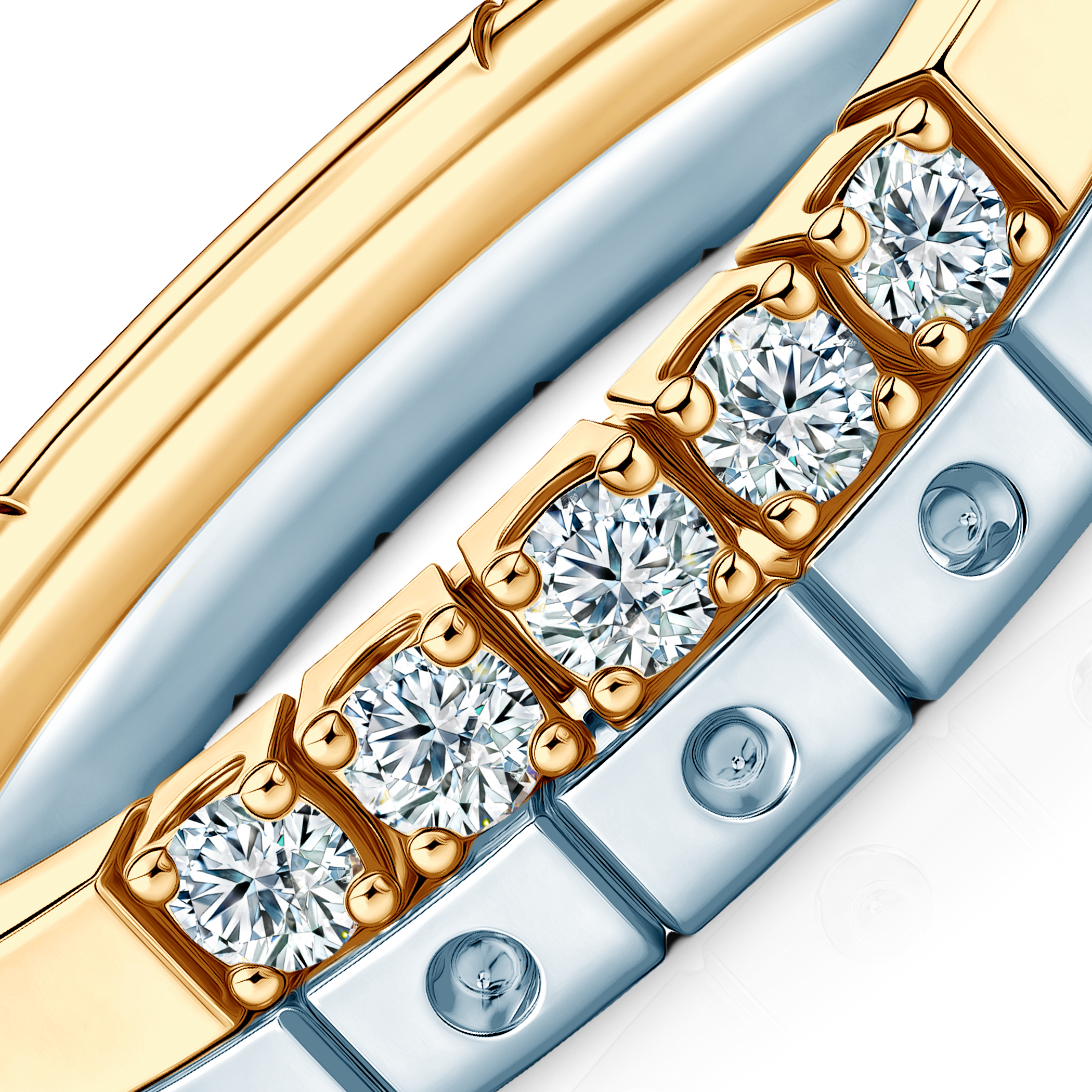 Pierścionki Symphony zestaw: złoty, diamenty laboratoryjne