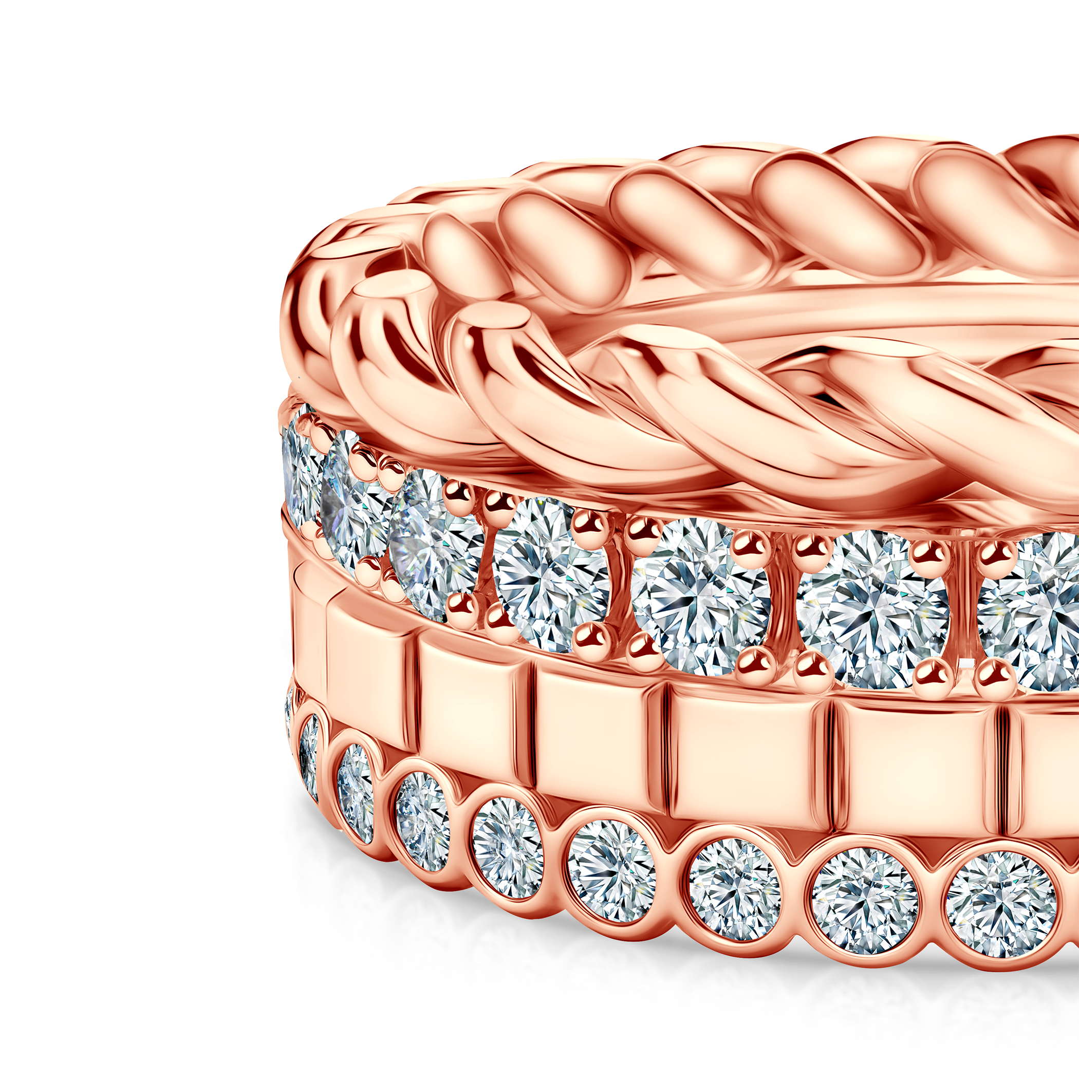 Pierścionki Symphony zestaw: złoty, diamenty laboratoryjne