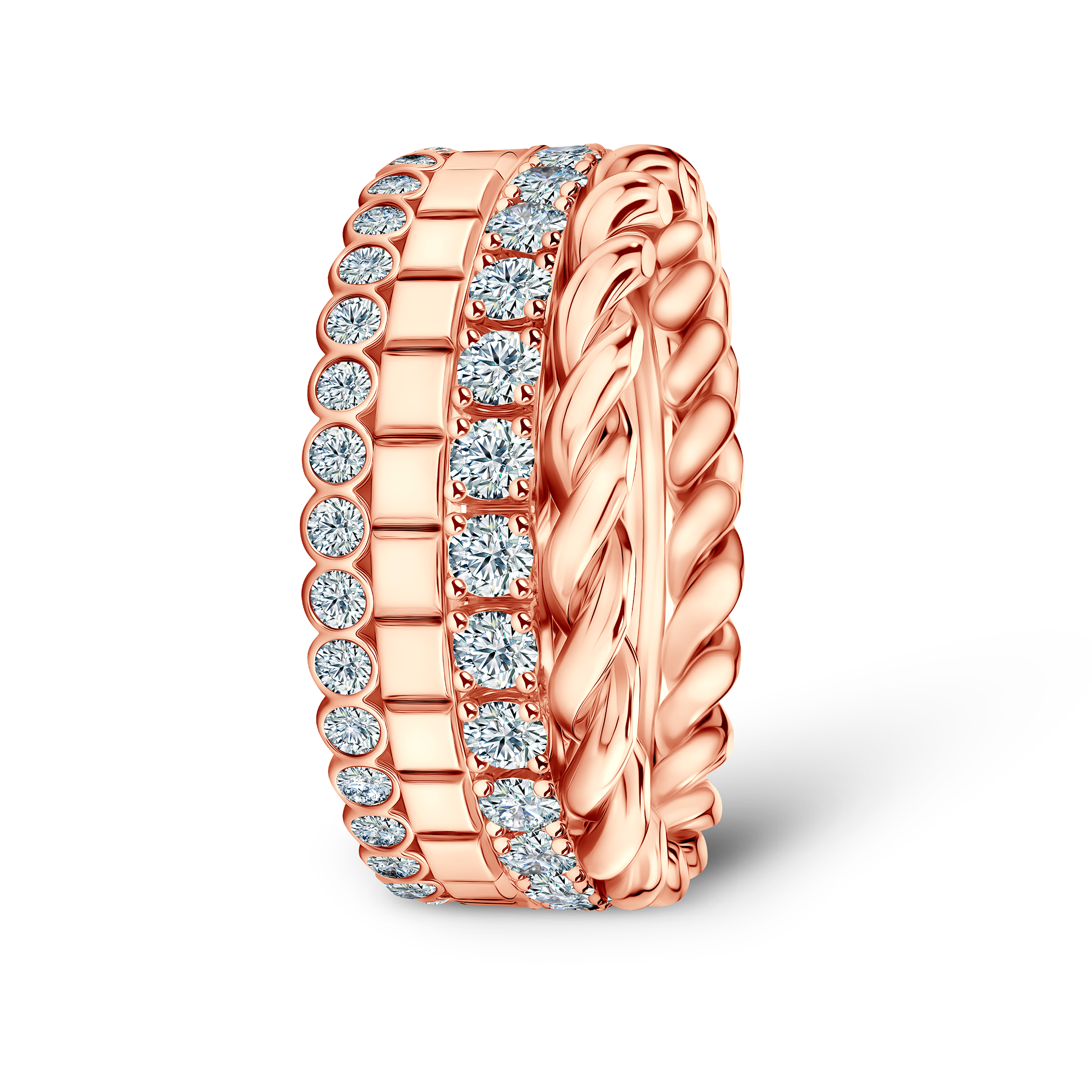 Pierścionki Symphony zestaw: złoty, diamenty laboratoryjne