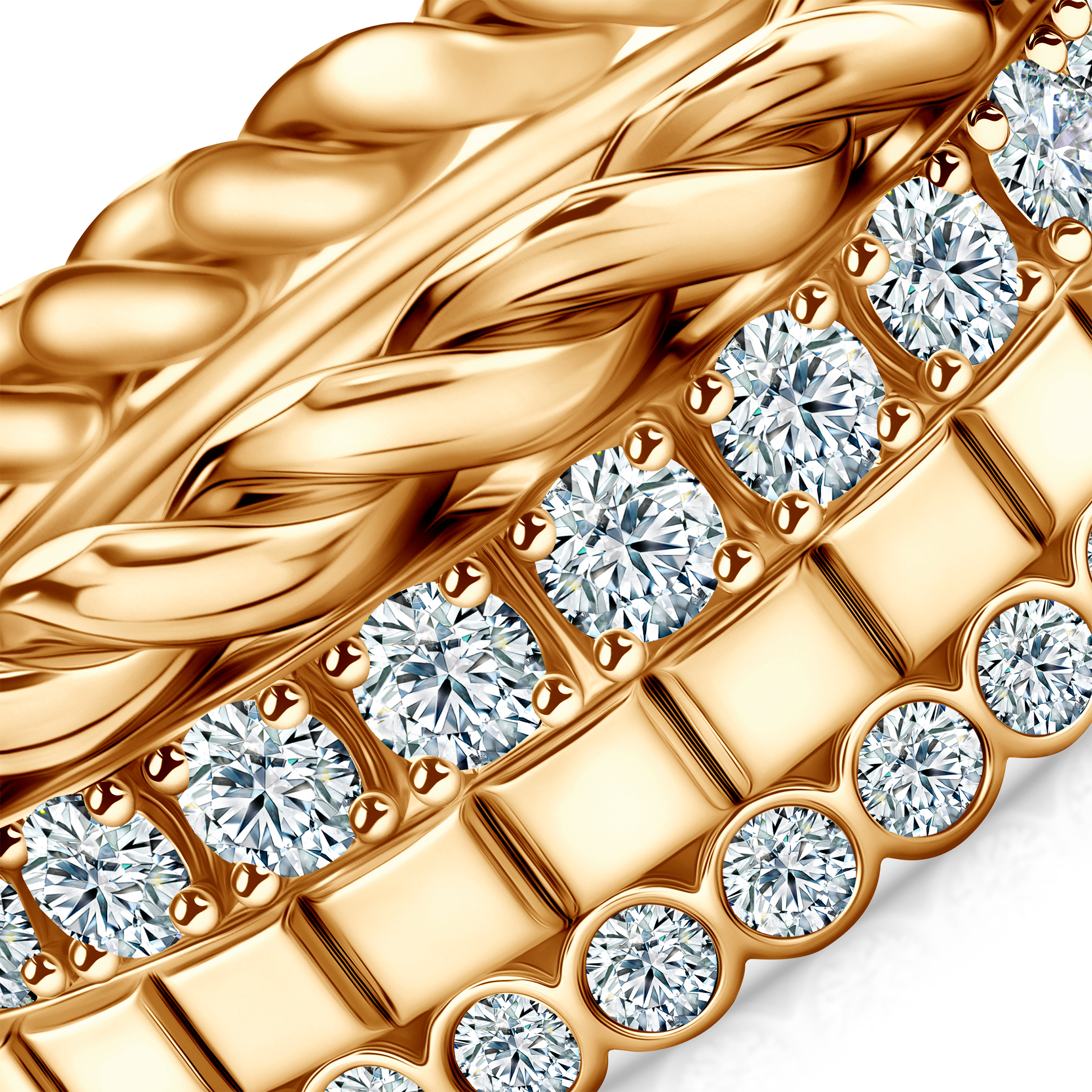 Pierścionki Symphony zestaw: złoty, diamenty laboratoryjne