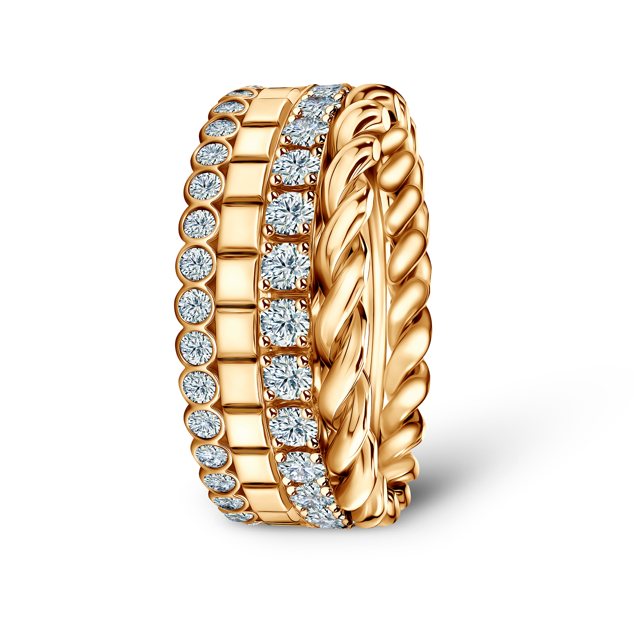 Pierścionki Symphony zestaw: złoty, diamenty laboratoryjne