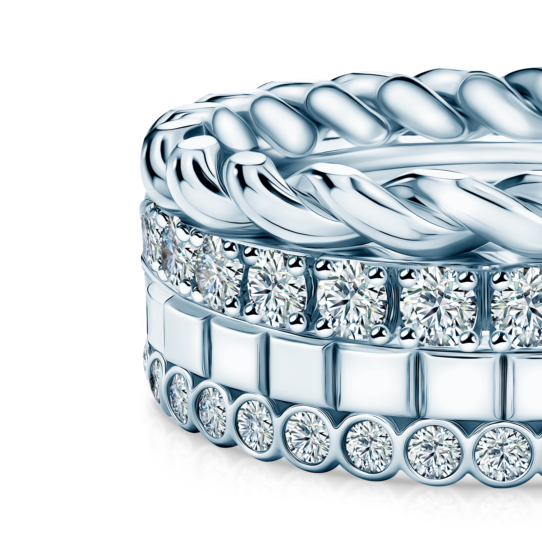 Pierścionki Symphony zestaw: złoty, diamenty laboratoryjne