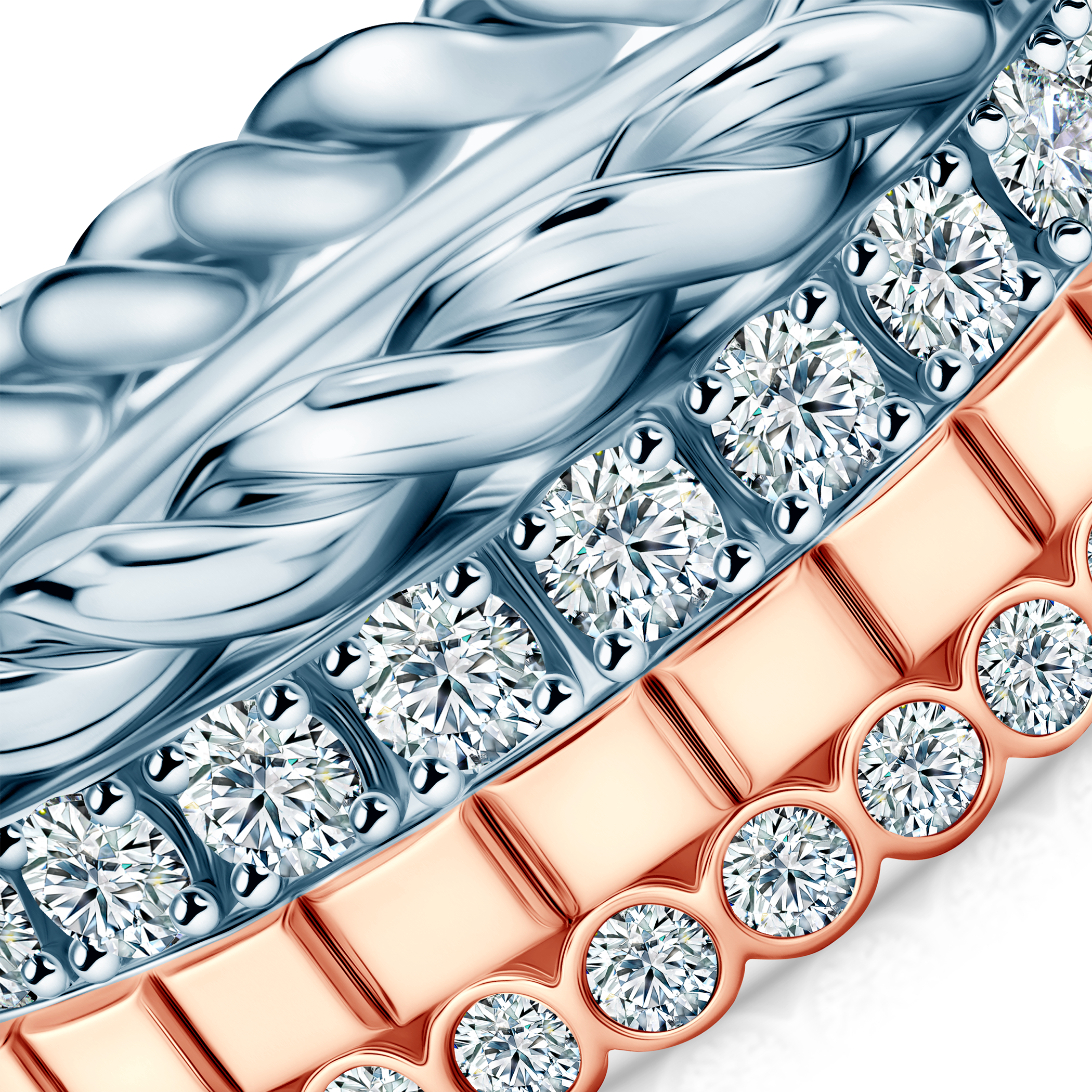 Pierścionki Symphony zestaw: złoty, diamenty