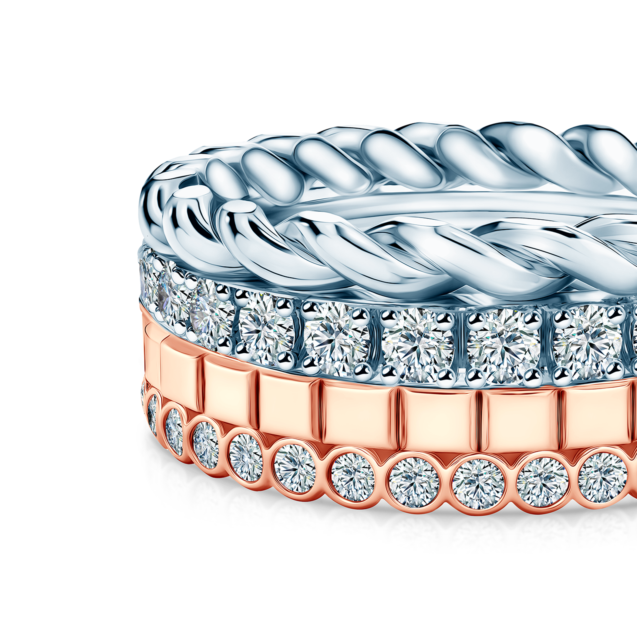 Pierścionki Symphony zestaw: złoty, diamenty