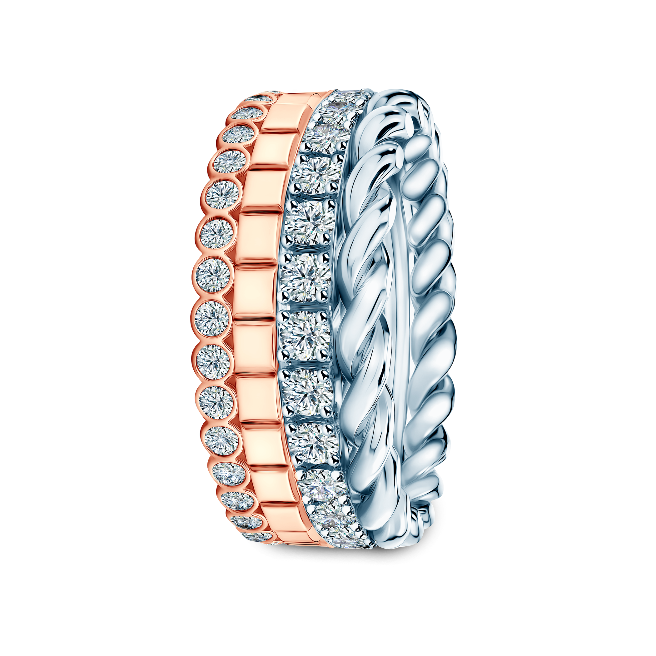 Pierścionki Symphony zestaw: złoty, diamenty