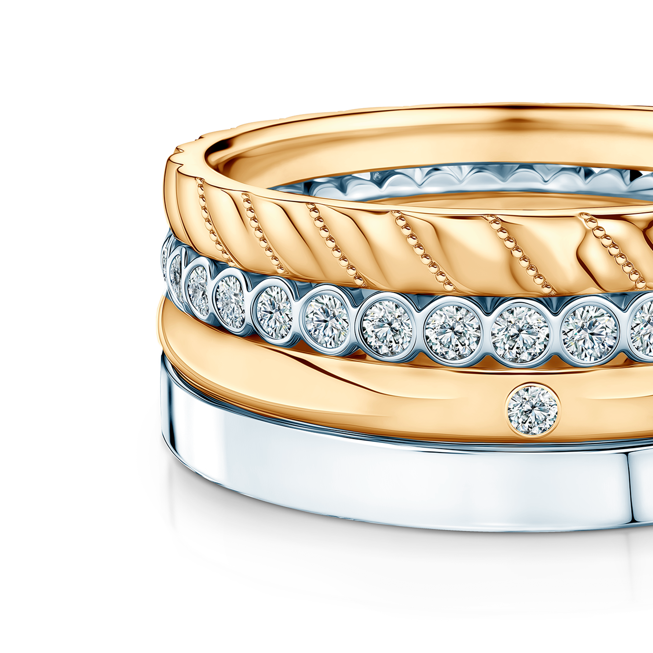 Pierścionki Symphony zestaw: złoty, diamenty laboratoryjne