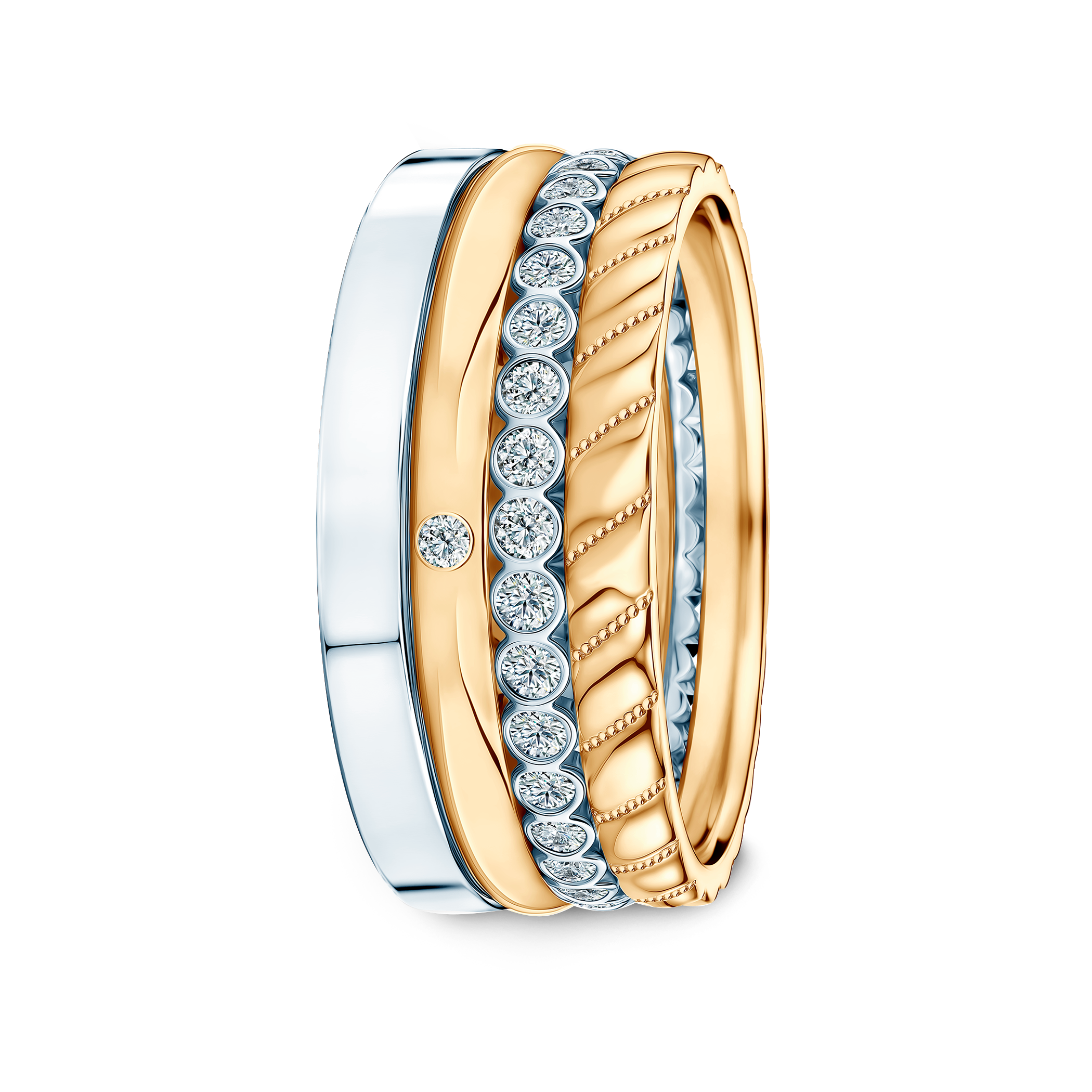 Pierścionki Symphony zestaw: złoty, diamenty laboratoryjne