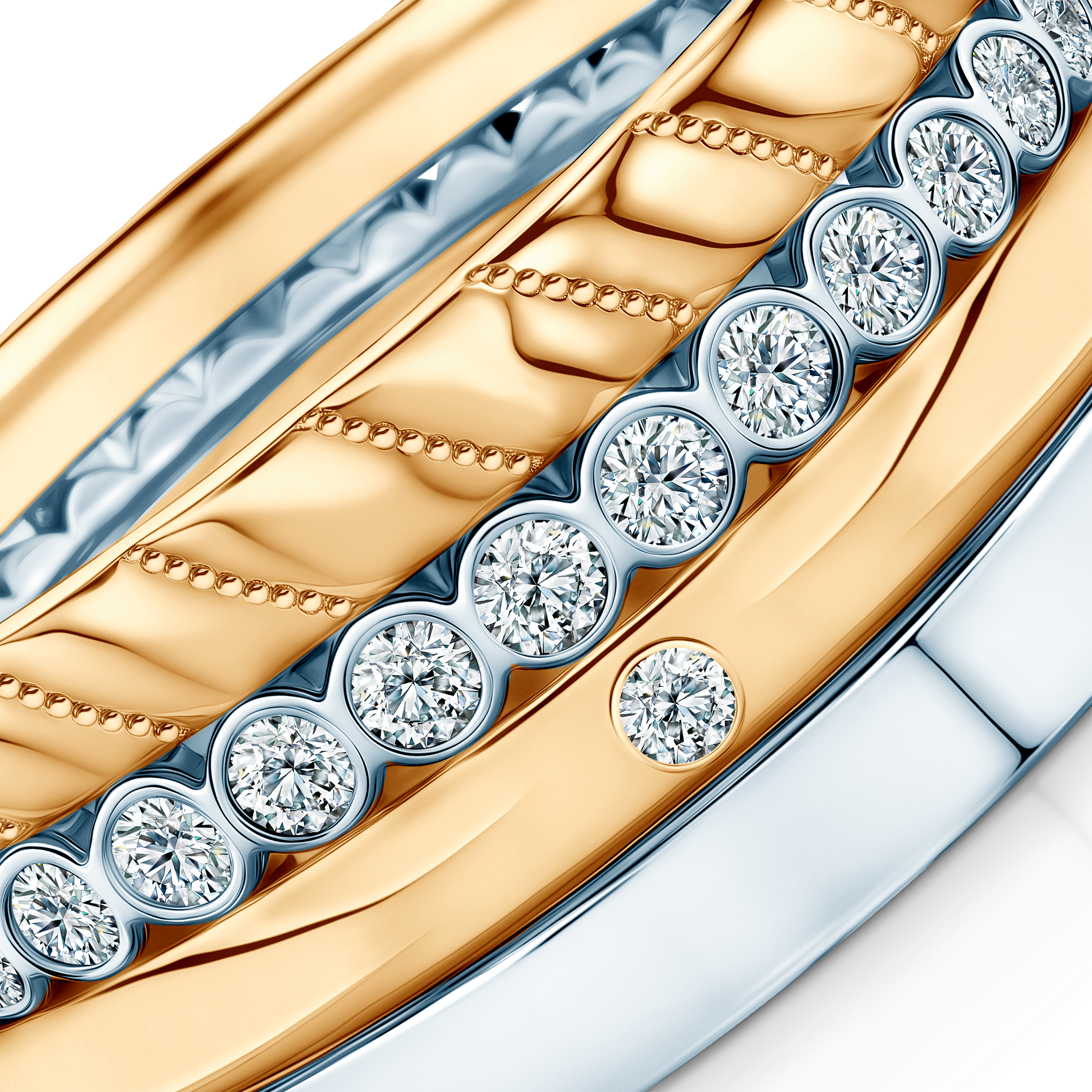 Pierścionki Symphony zestaw: złoty, diamenty