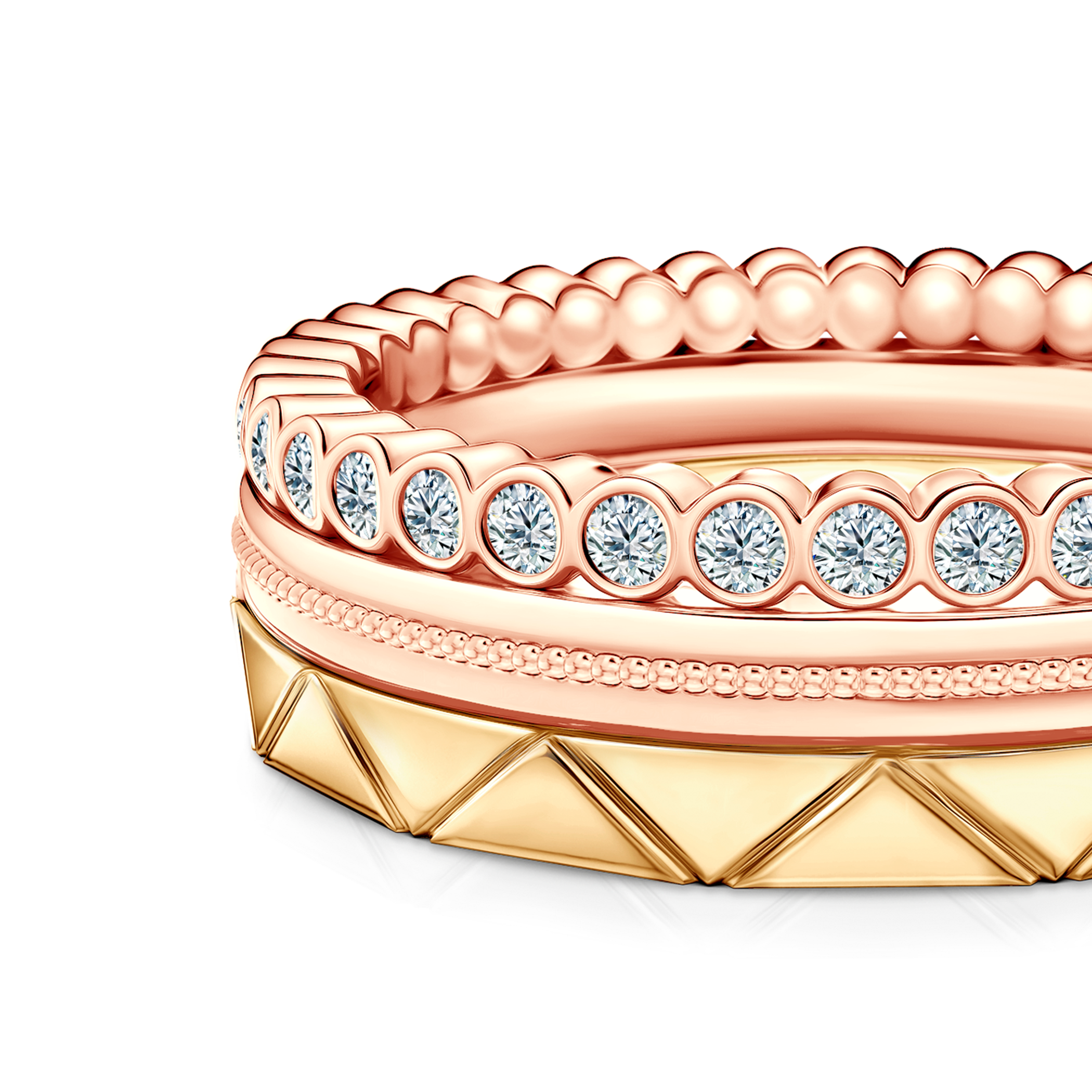 Pierścionki Symphony zestaw: złoty, diamenty