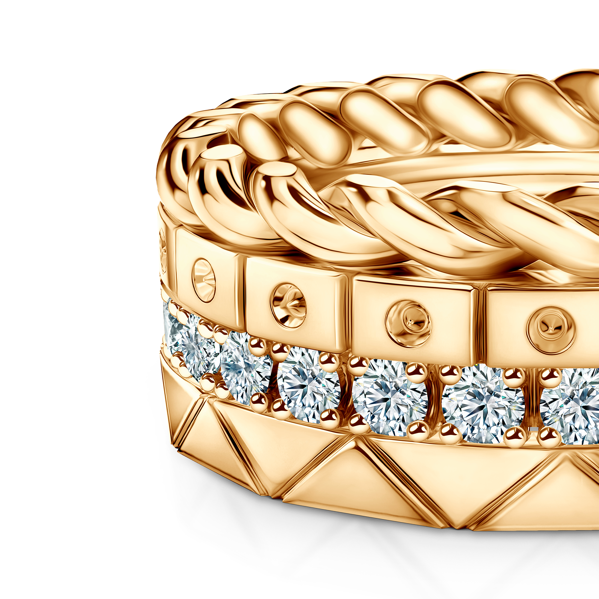 Pierścionki Symphony zestaw: złoty, diamenty