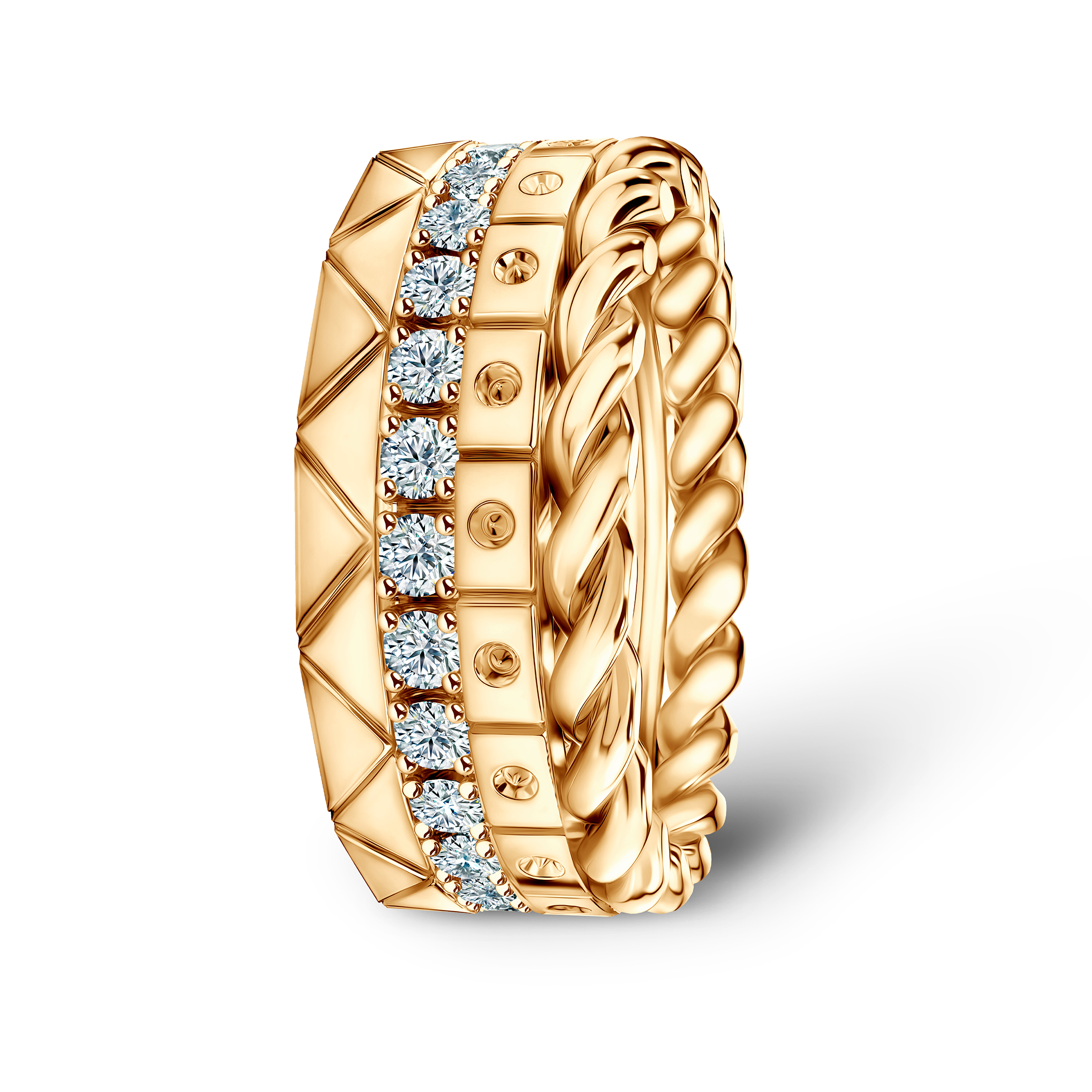 Pierścionki Symphony zestaw: złoty, diamenty