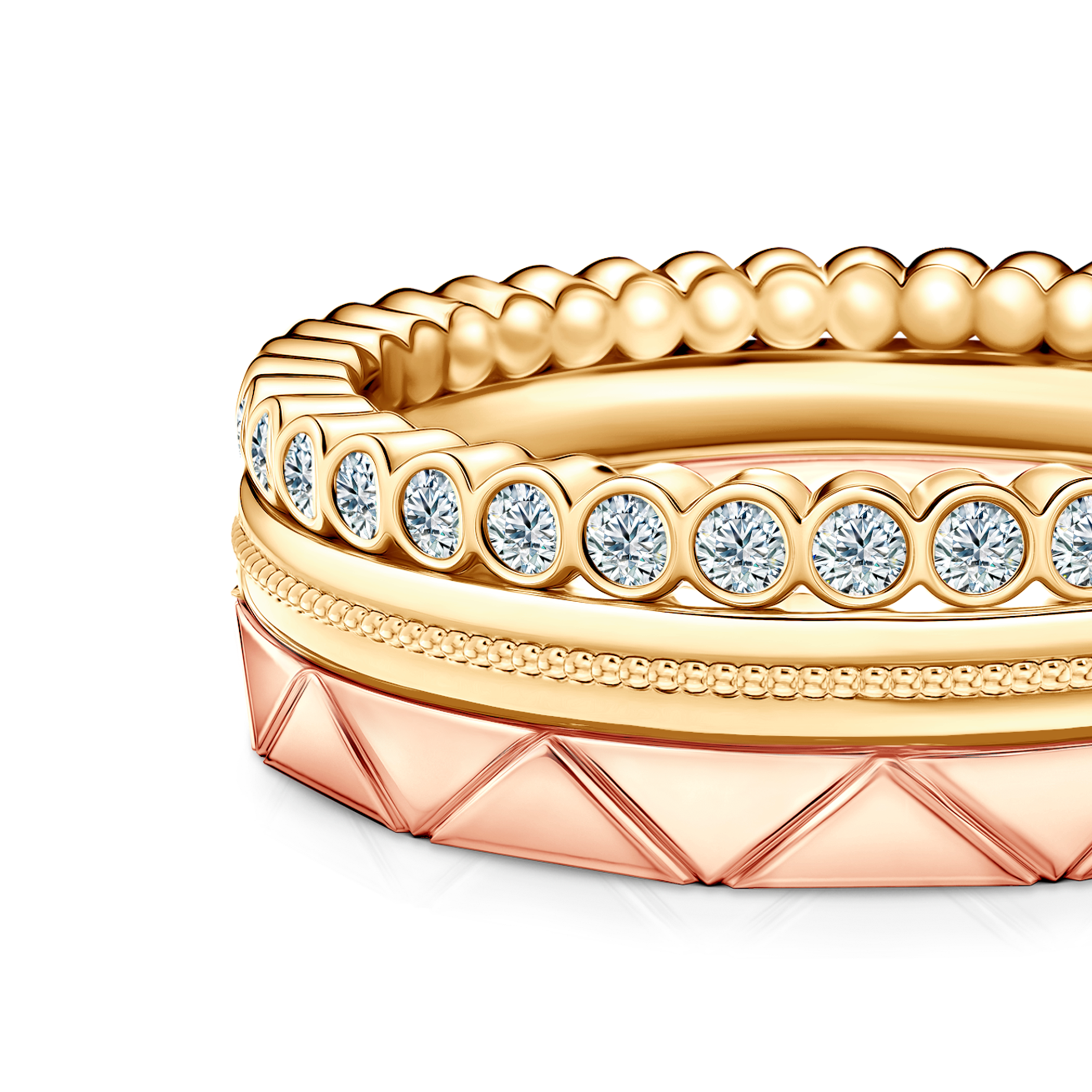 Pierścionki Symphony zestaw: złoty, diamenty laboratoryjne