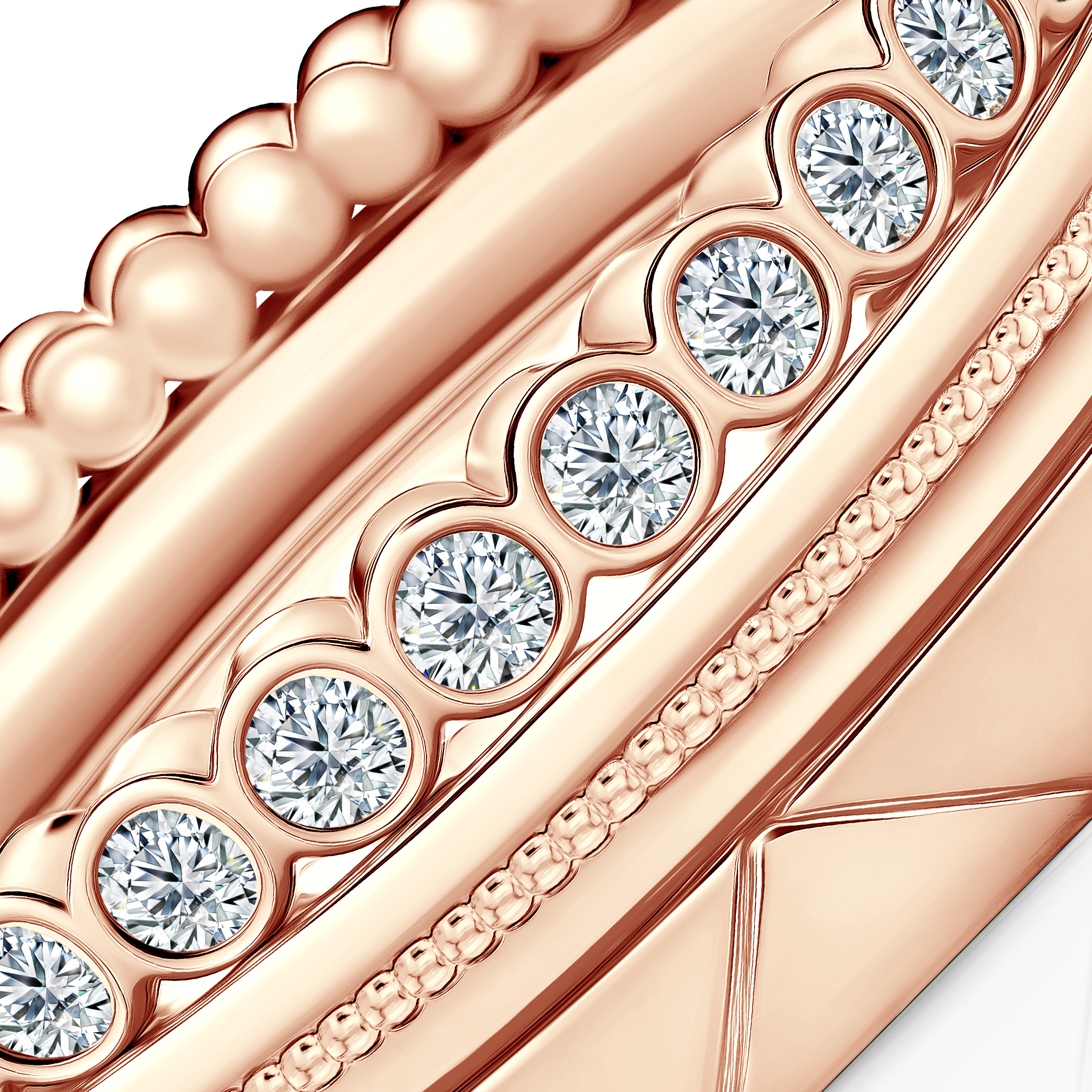 Pierścionki Symphony zestaw: złoty, diamenty