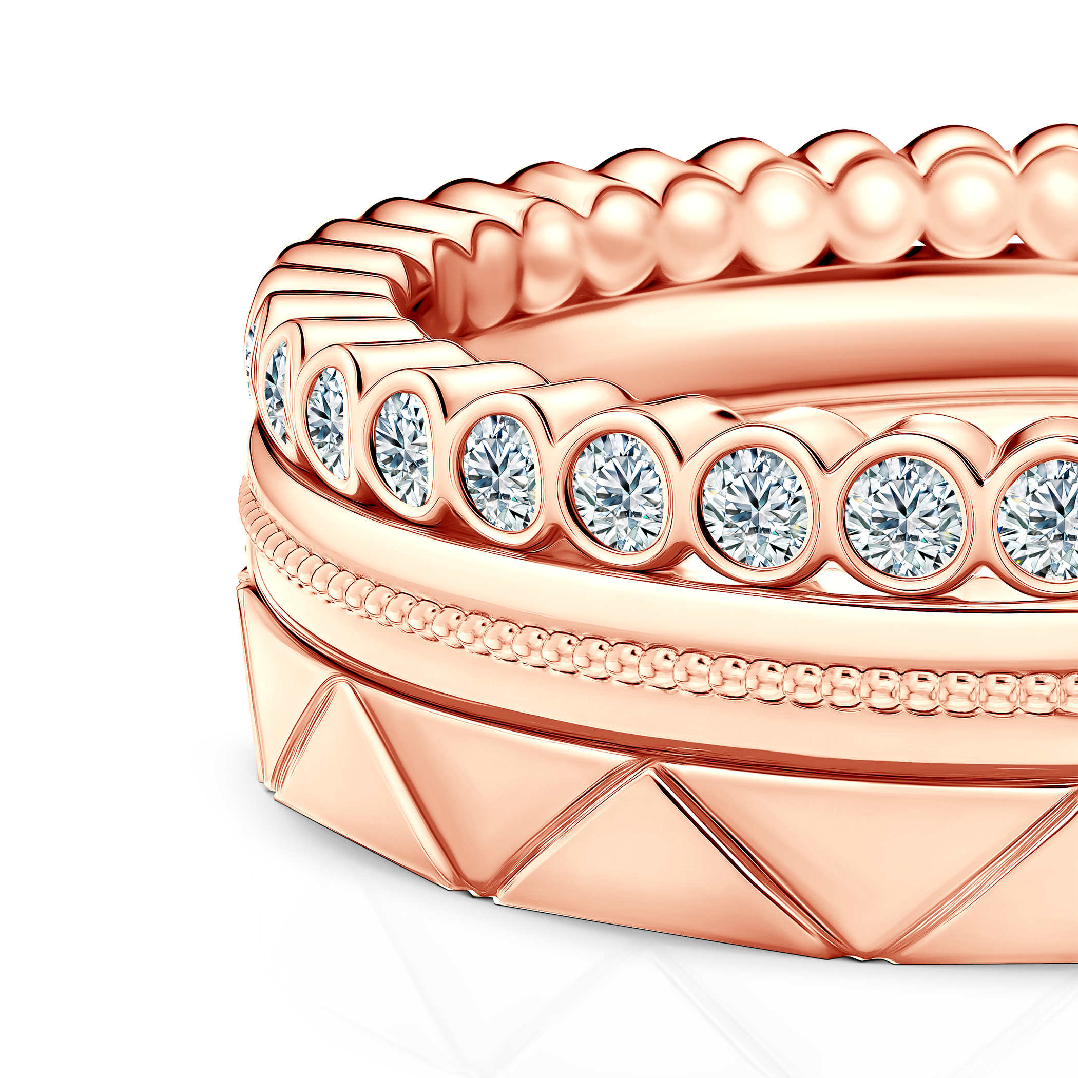 Pierścionki Symphony zestaw: złoty, diamenty