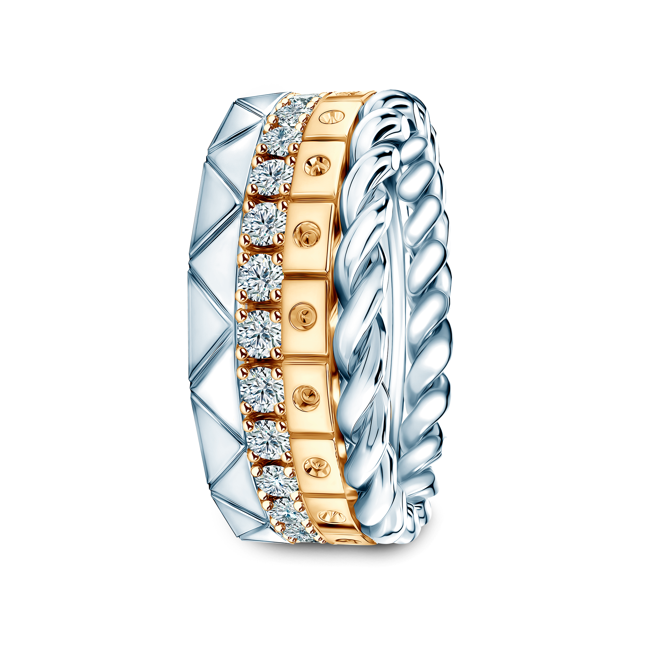 Pierścionki Symphony zestaw: złoty, diamenty laboratoryjne