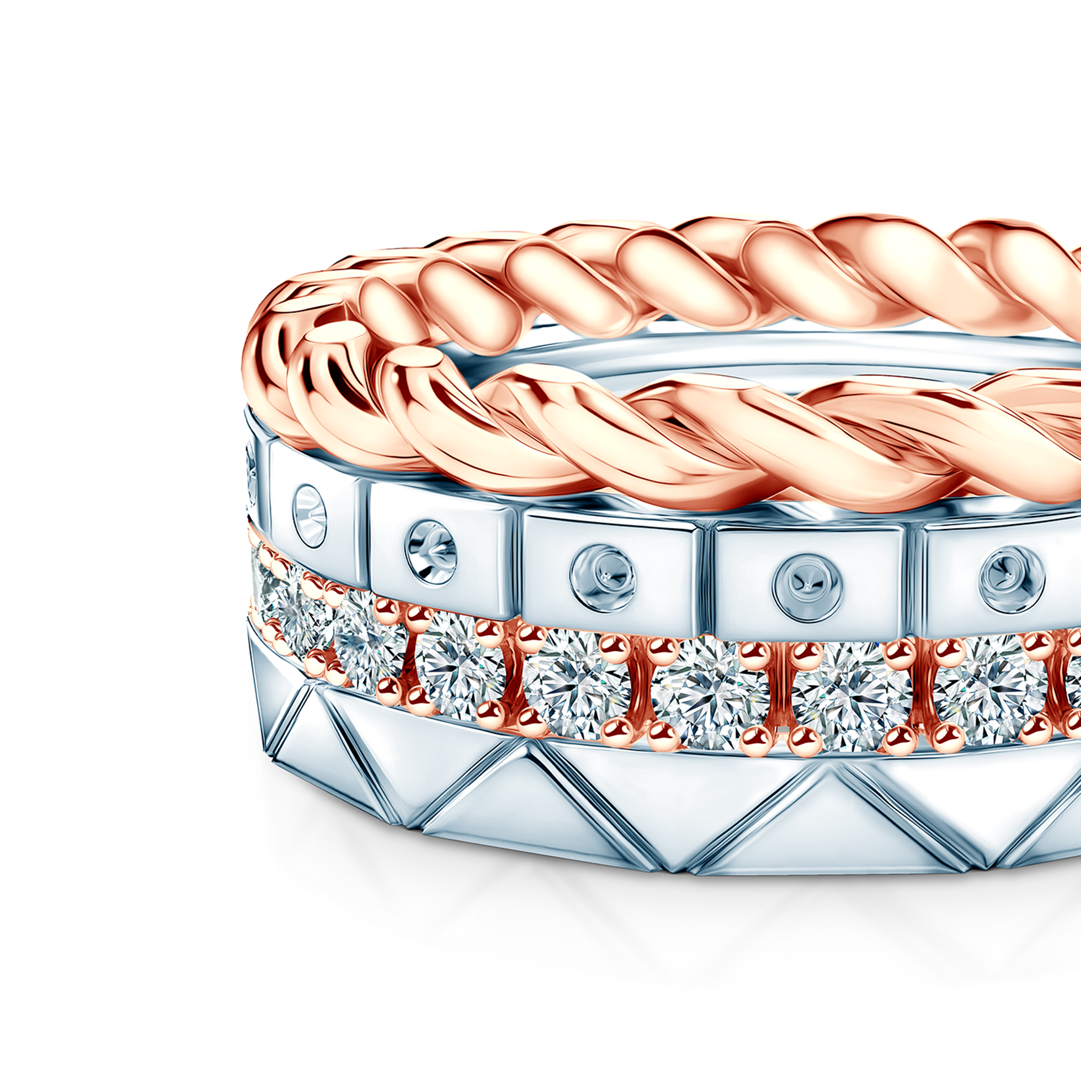 Pierścionki Symphony zestaw: złoty, diamenty laboratoryjne