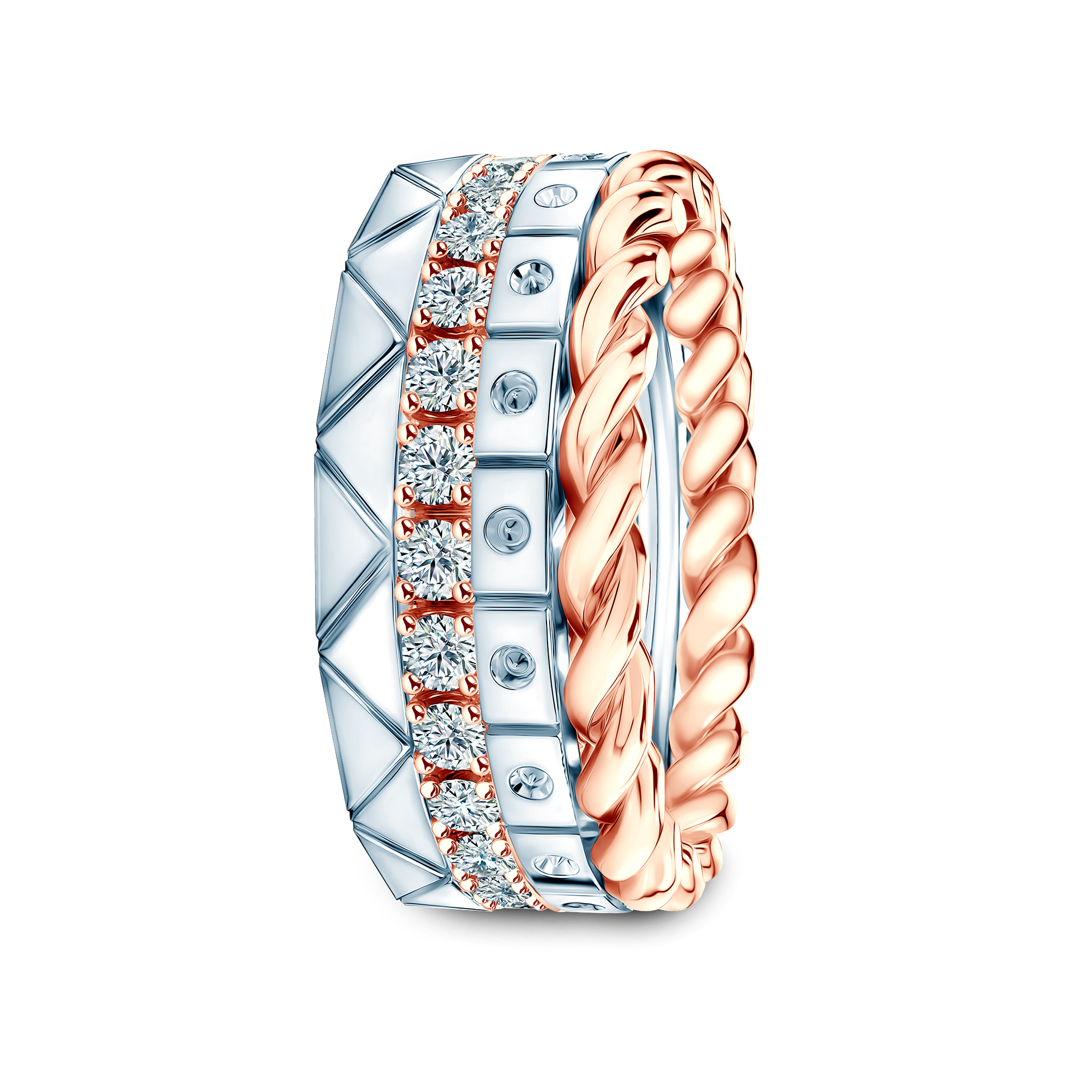 Pierścionki Symphony zestaw: złoty, diamenty laboratoryjne