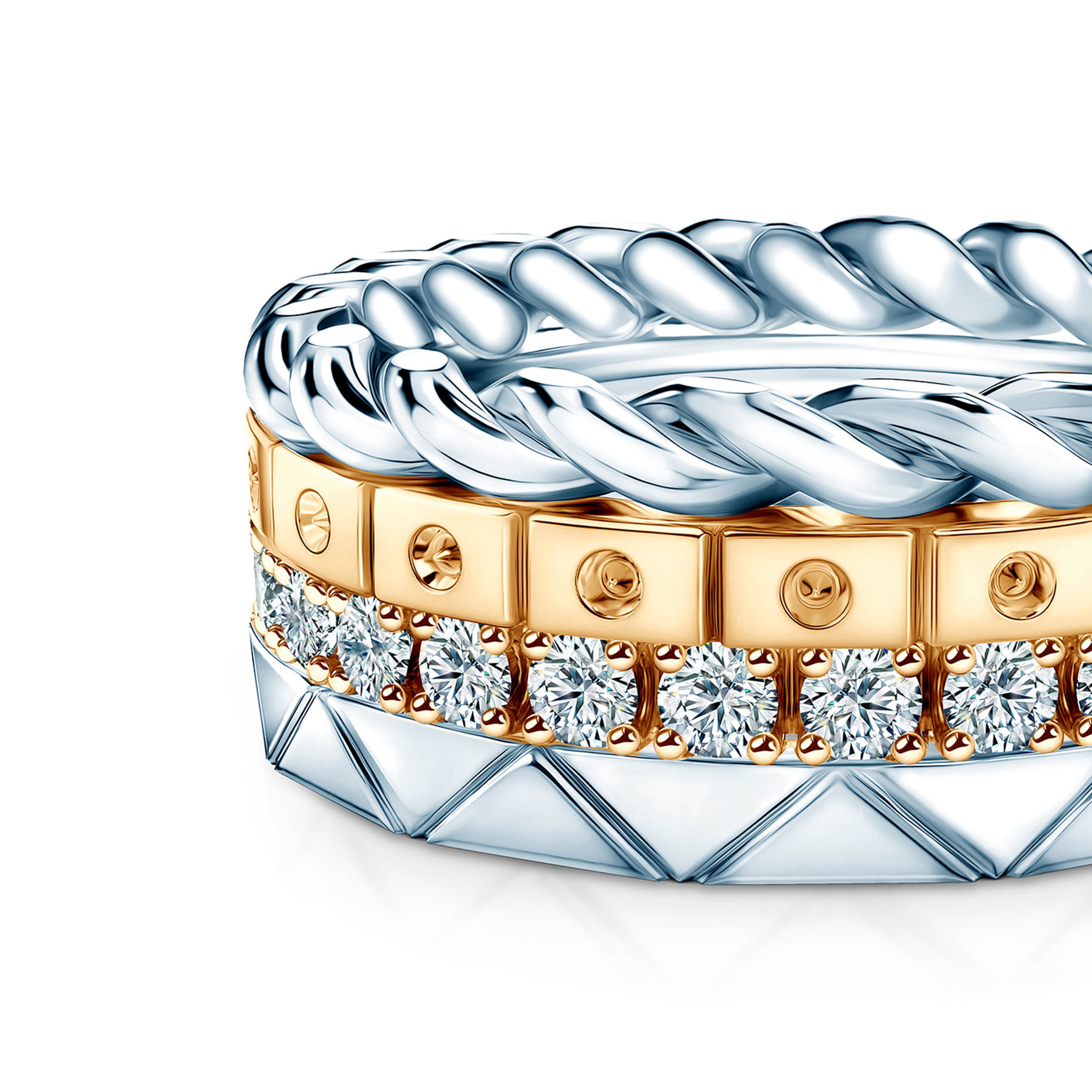 Pierścionki Symphony zestaw: złoty, diamenty